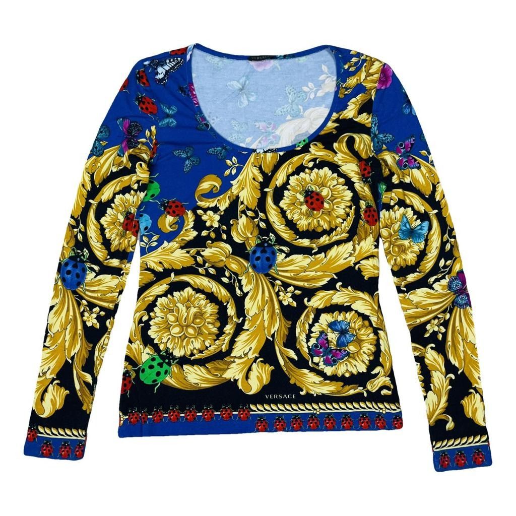 image of Versace Long Sleeve Viskose Blouse, Women's (Size Small)