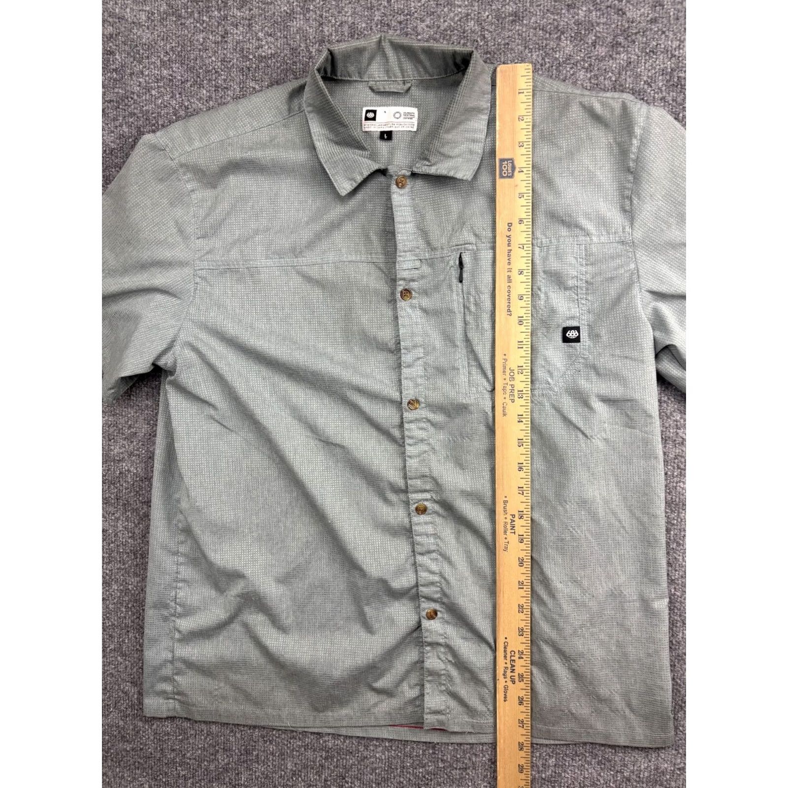 686 686 Canopy Woven Shirt Mens Large Gray Short Sleeve Button Front Zip Pocket Size US L / EU 52-54 / 3 - 3 Thumbnail