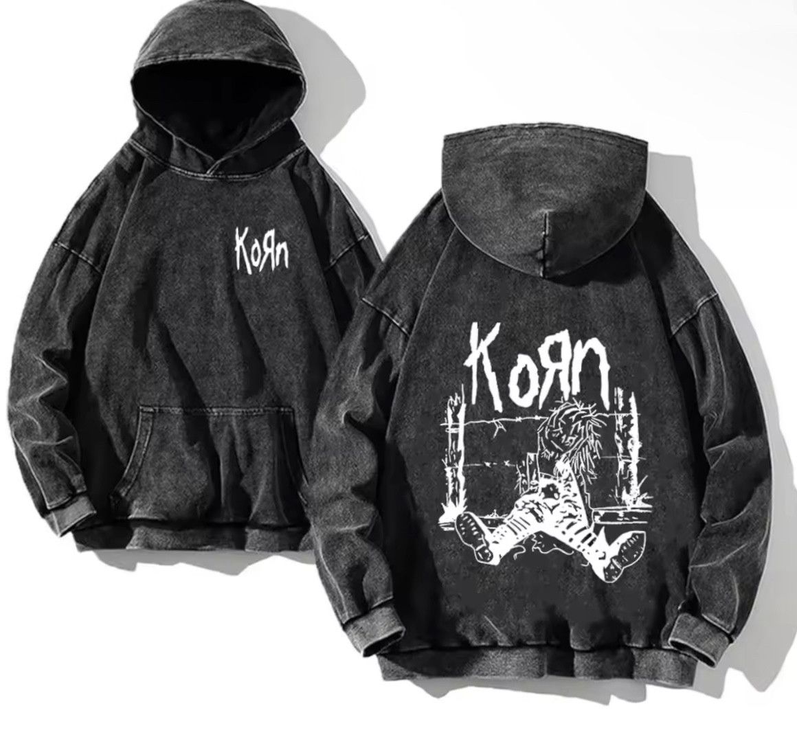Japanese Brand Vintage Gothic Y2K Korn Rock Band Washed Hoodies Size US S / EU 44-46 / 1 - 1 Thumbnail
