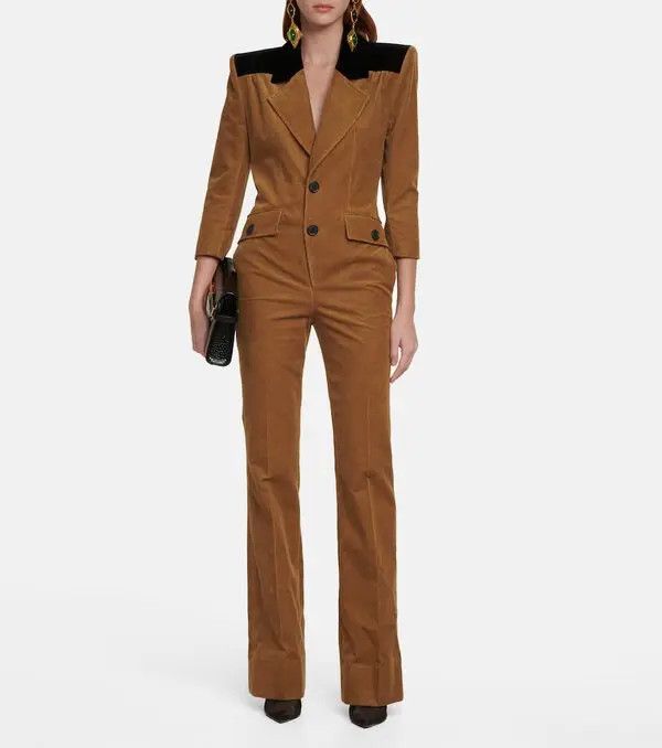 Saint Laurent Paris o1bcso1str1125 Tailored Jumpsuit in Corduroy in Brown Size 25" / US 0 / IT 36 - 2 Thumbnail