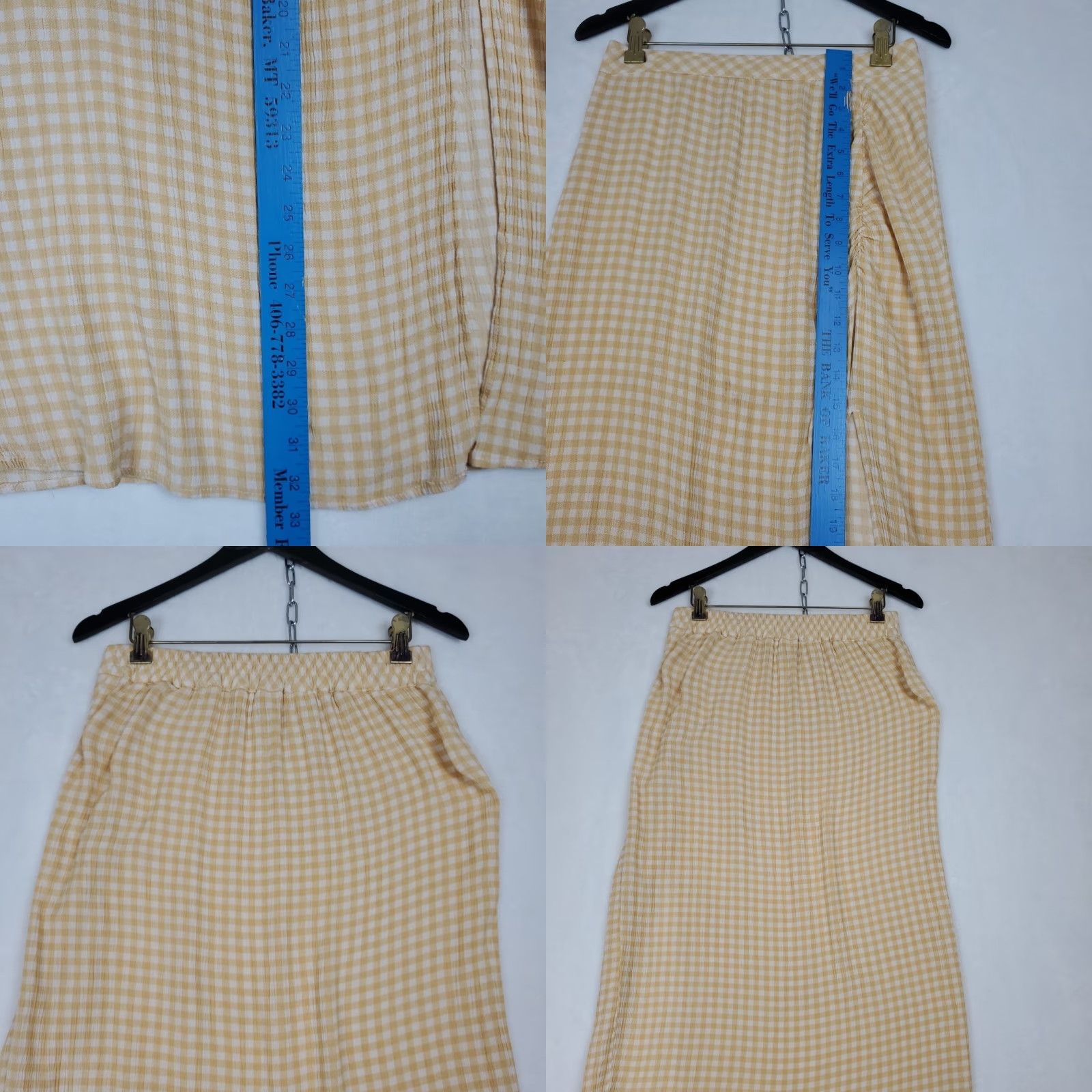 YOKE Promesa Maxi Skirt Orange Gauzy Check Plaid Smocked Yoke SZ S Bohemian Southwestern Long Stretchable Elastic Lined Damaged-Free (Adults) Womens Size 28" / US 6 / IT 42 - 8 Thumbnail