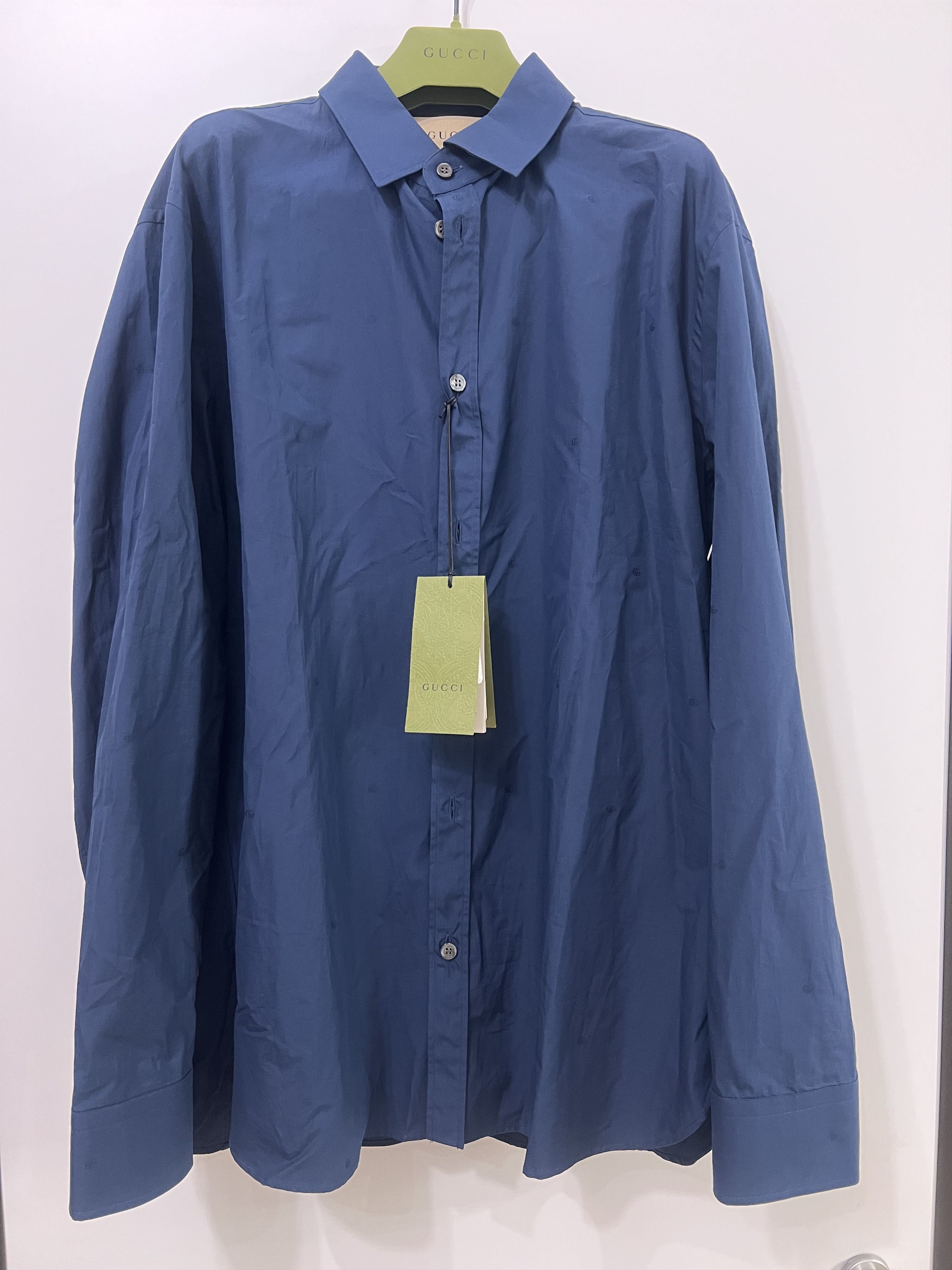 Gucci Gucci GG Classic Oxford Stripe Shirt - Dark Blue Size 44R - 1 Thumbnail