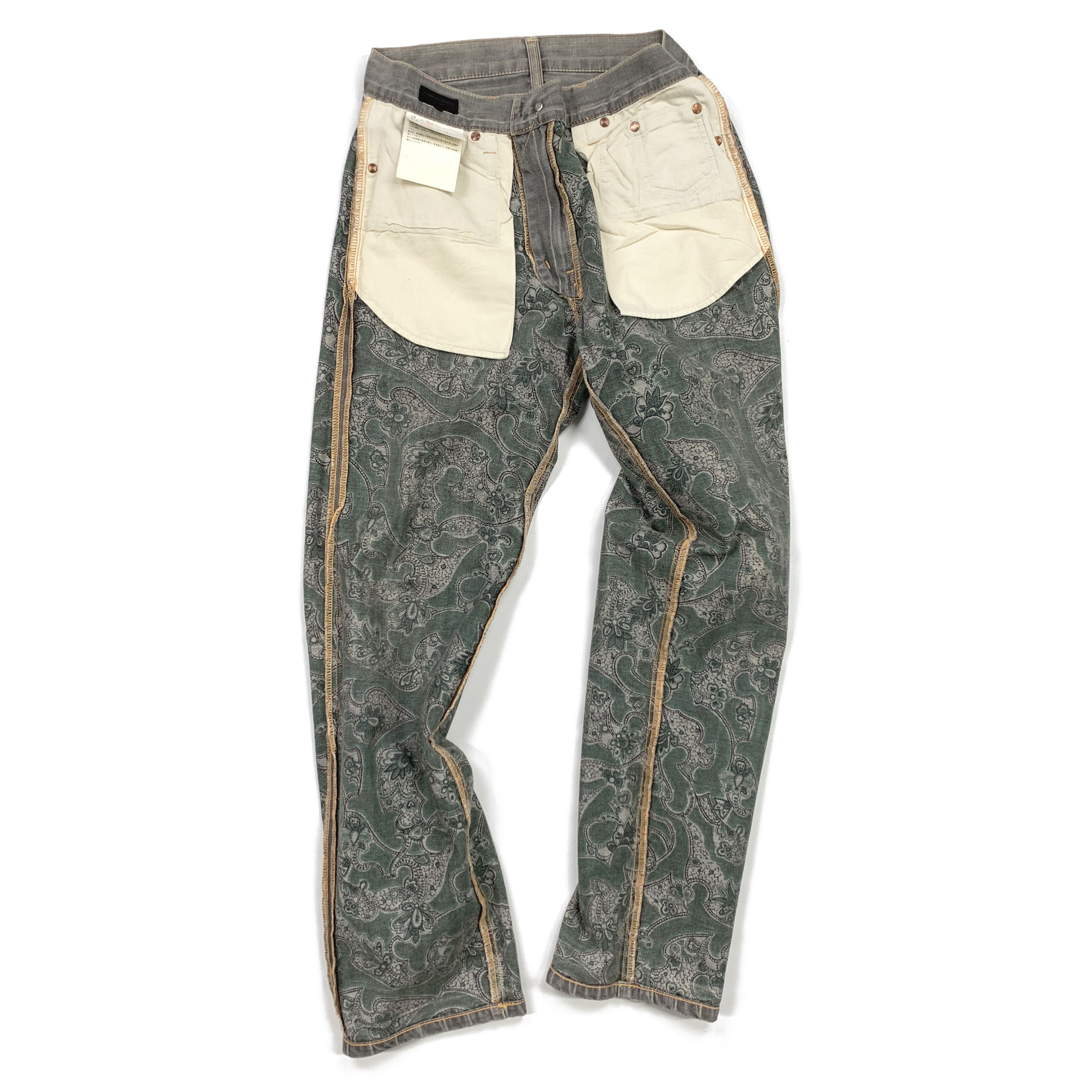Comme des Garcons Homme Plus 2004 Striped / Paisley Denim Jeans Size US 30 / EU 46 - 9 Thumbnail