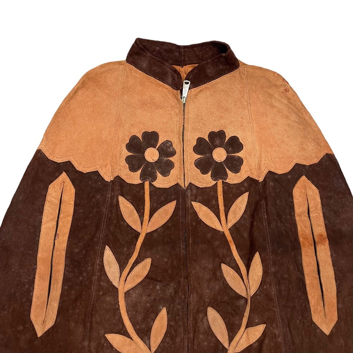 Native × Vintage RARE Vintage Genuine Leather Zipper Poncho Size L / US 10 / IT 46 - 2 Thumbnail