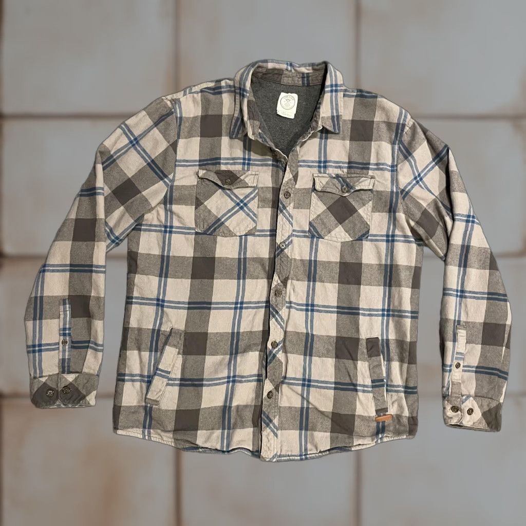 Vintage Voyager Shirt Mens L Brown Gray Blue Plaid Flannel Lined Heavyweight Polar Fleece Button-Up Pockets Size US L / EU 52-54 / 3 - 1 Thumbnail