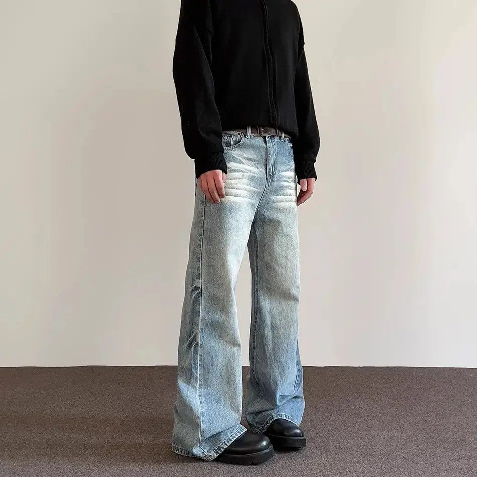 Japanese Brand Retro loose straight leg wide leg cat whisker jeans Size US 32 / EU 48 - 3 Thumbnail