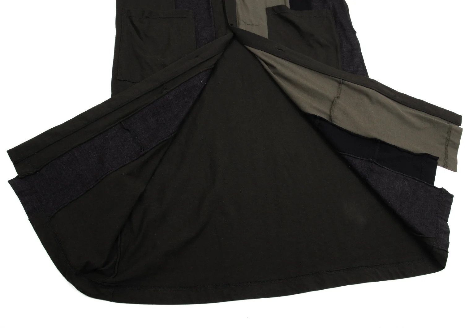 Yohji Yamamoto Cotton Panel Long Cardigan in Khaki and Black Size US M / EU 48-50 / 2 - 11 Thumbnail