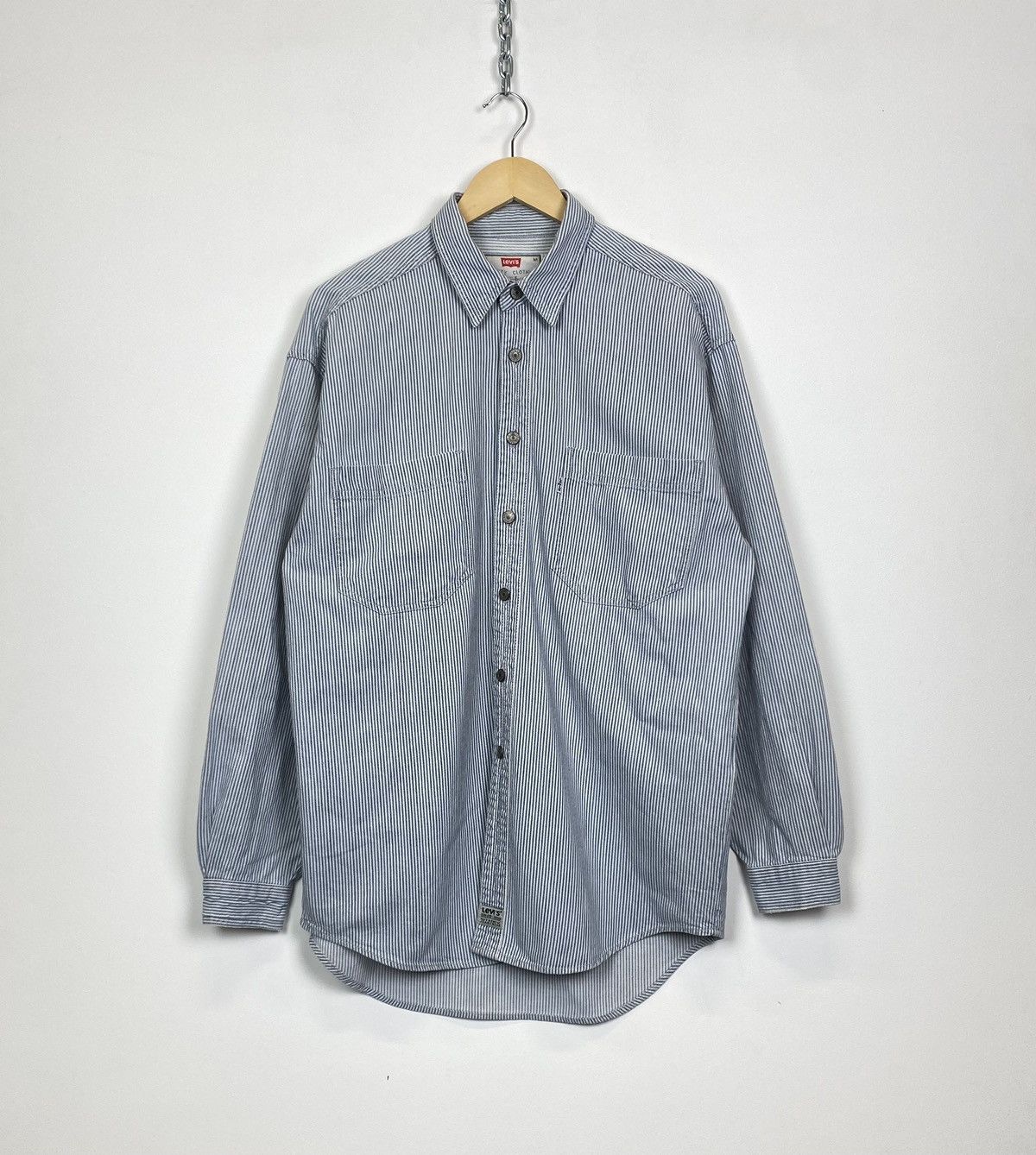 Levi's Vintage 90’s Levi’s Striped Shirt Heavyweight Men’s Y2K Blue Size US M / EU 48-50 / 2 - 1 Thumbnail