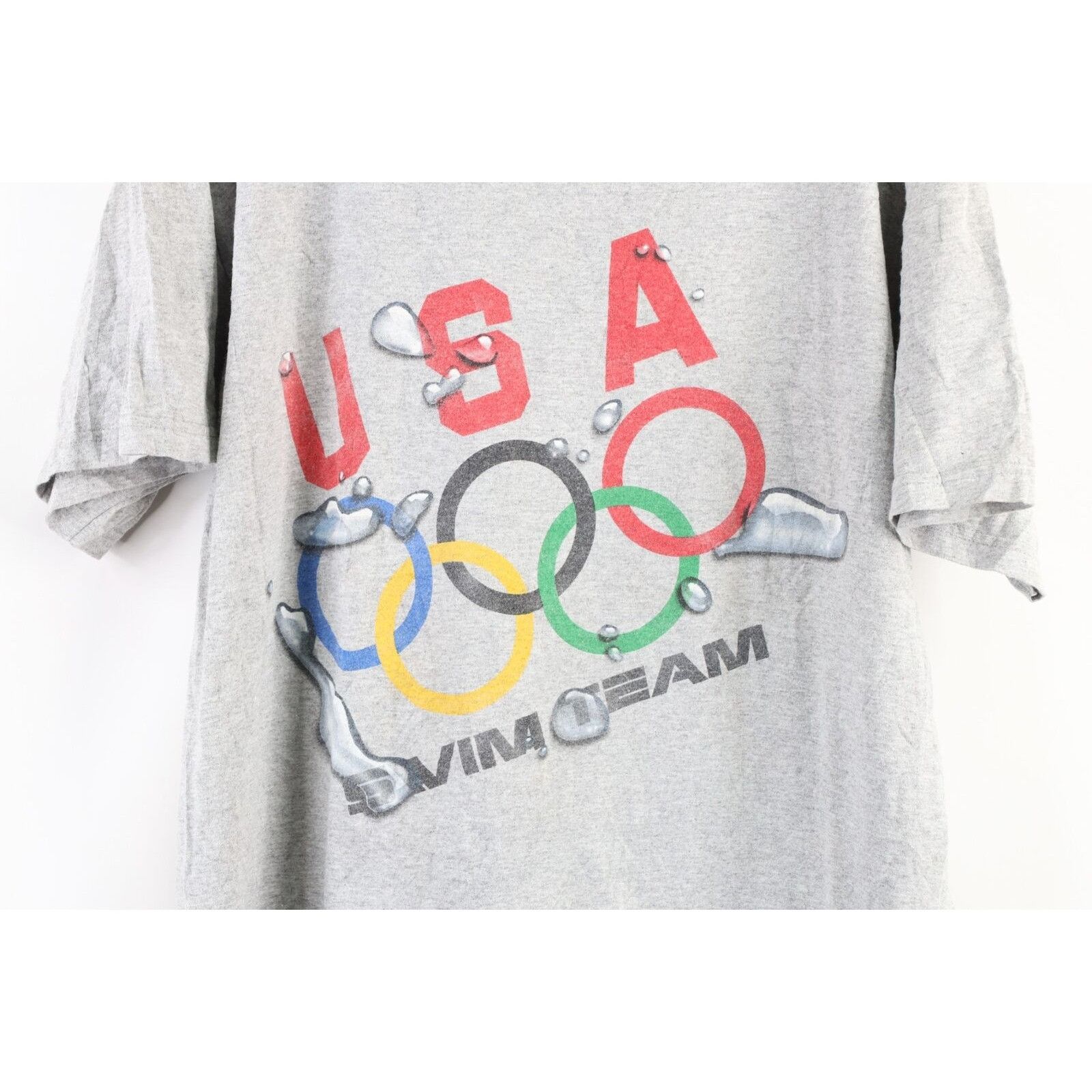 Vintage Vintage 90s Spell Out USA Olympics Swim Team T-Shirt Size US L / EU 52-54 / 3 - 4 Thumbnail