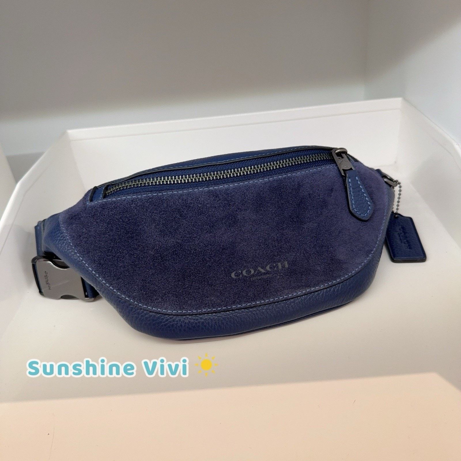 Coach NWT Coach Warren Mini Belt Bag In Suede CW179 True Navy Size ONE SIZE - 1 Thumbnail