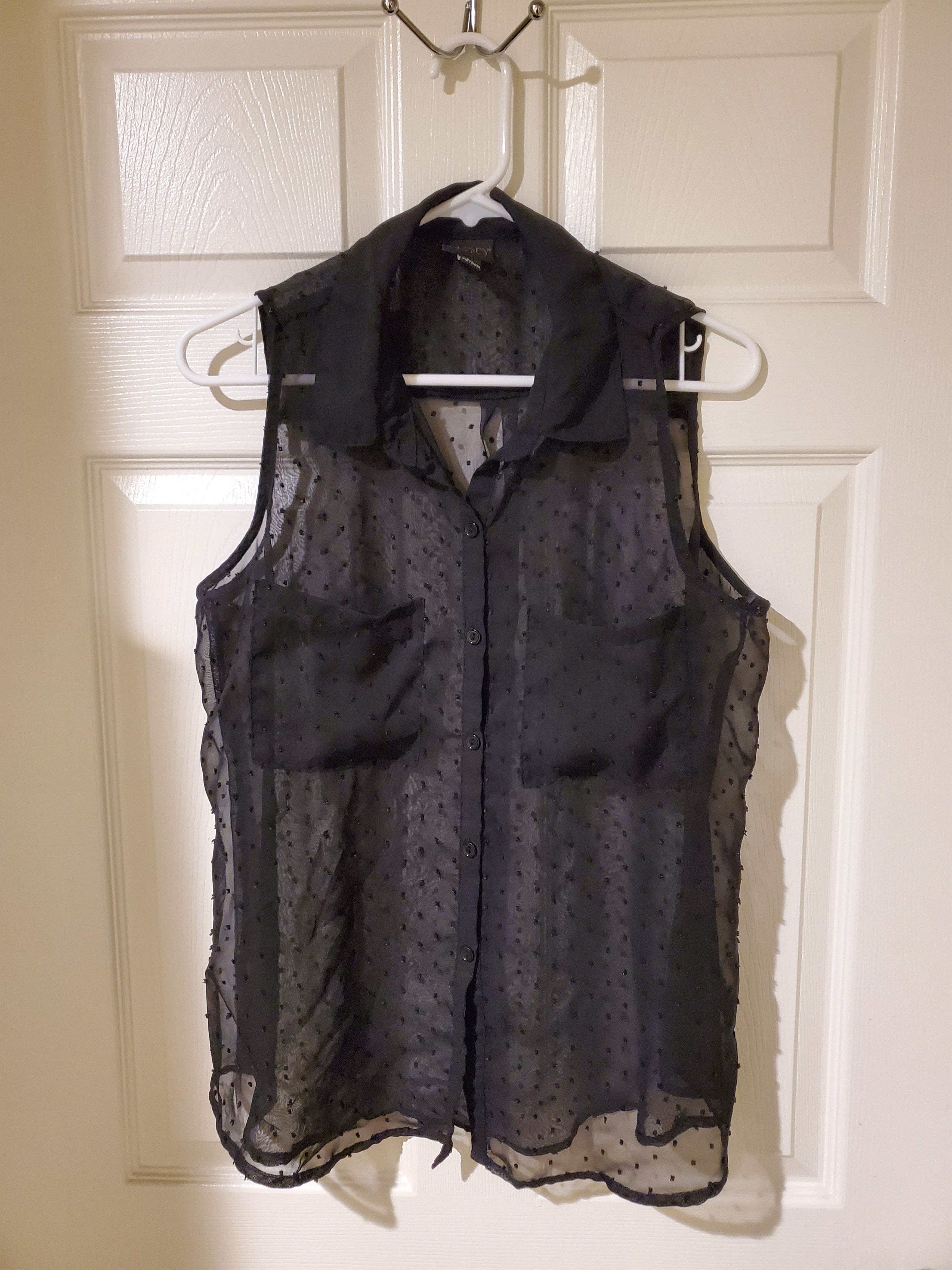 Other Black sheer sleeveless collard button-up blouse (size L) Size L / US 10 / IT 46 - 1 Thumbnail