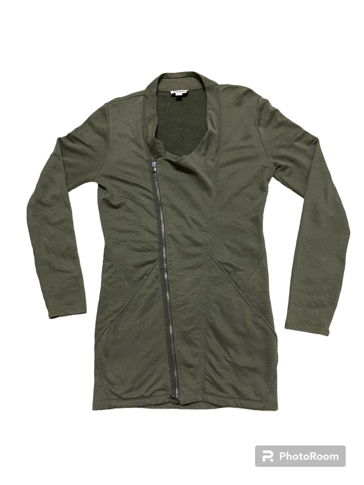 image of Diesel Asymmetrical Zipper Sweater Jacket in Green, Women's (Size Medium)