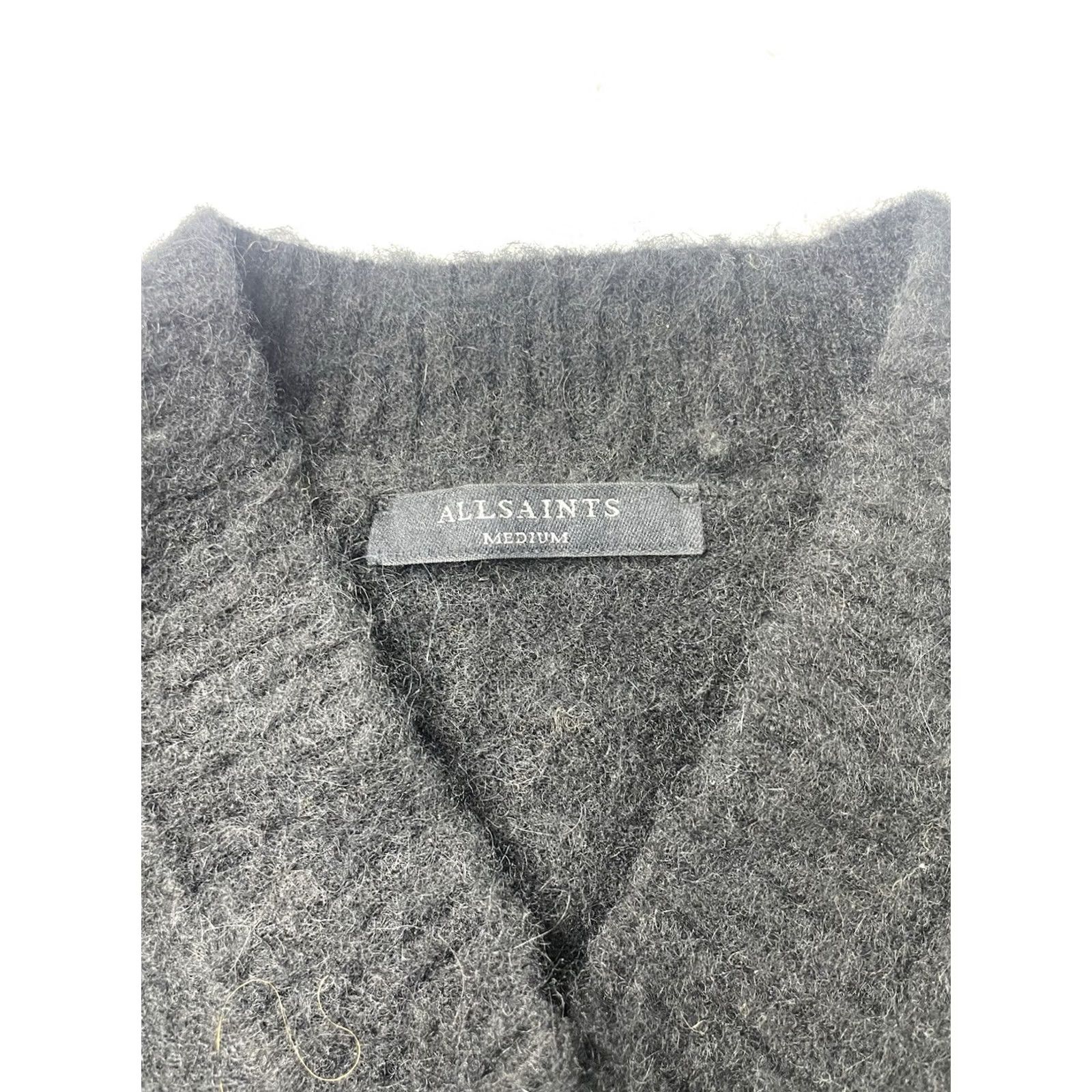 Allsaints AllSaints Clyde Tank Sweater Vest Womens M Black V Neck Wool Mohair Knit Vest Lightweight All Seasons Fashion, Classic, Designer, Preppy Size M / US 6-8 / IT 42-44 - 2 Thumbnail