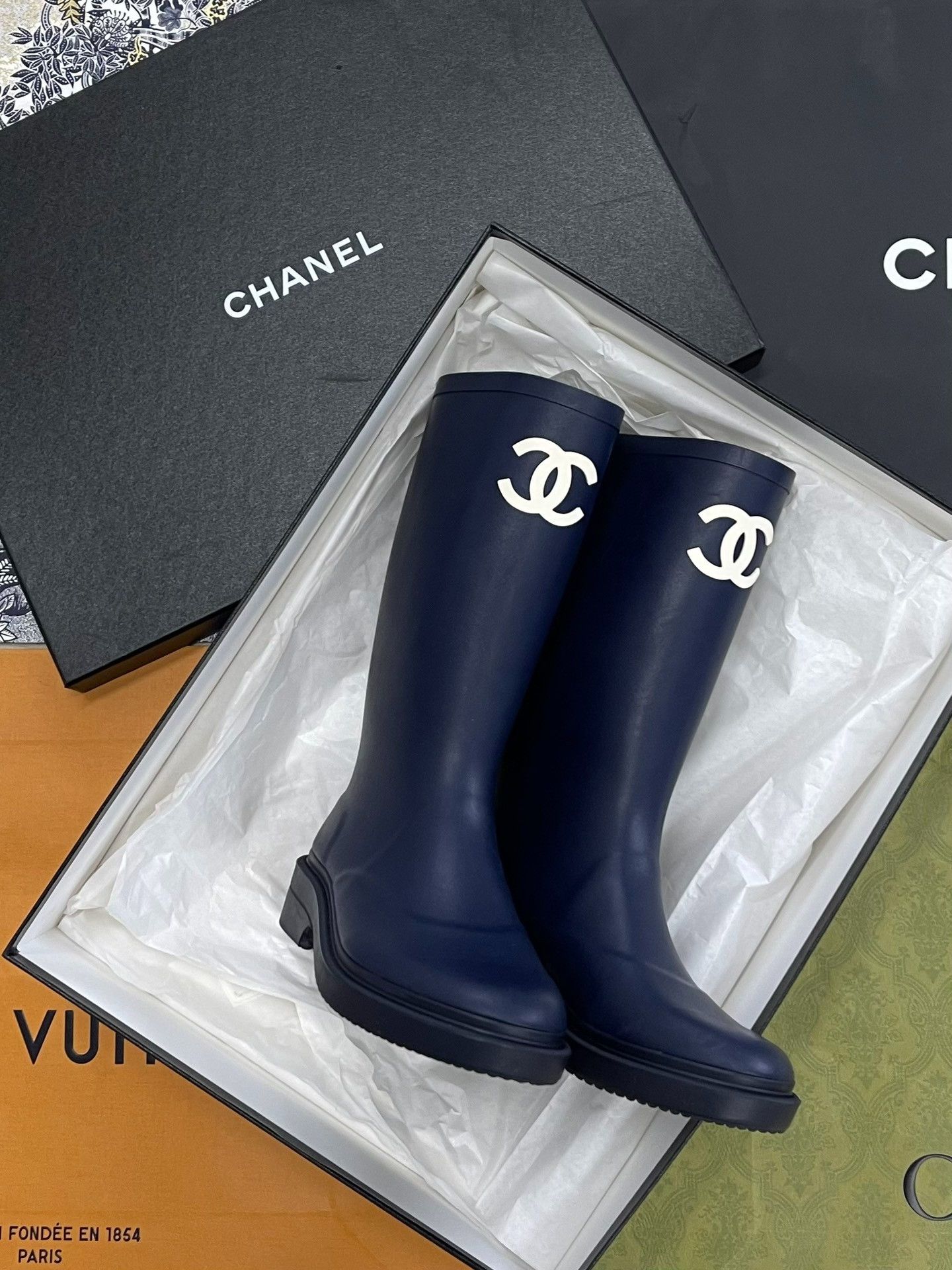 Chanel Chanel Double C Rain Boots Size US 5 / IT 35 - 1 Thumbnail