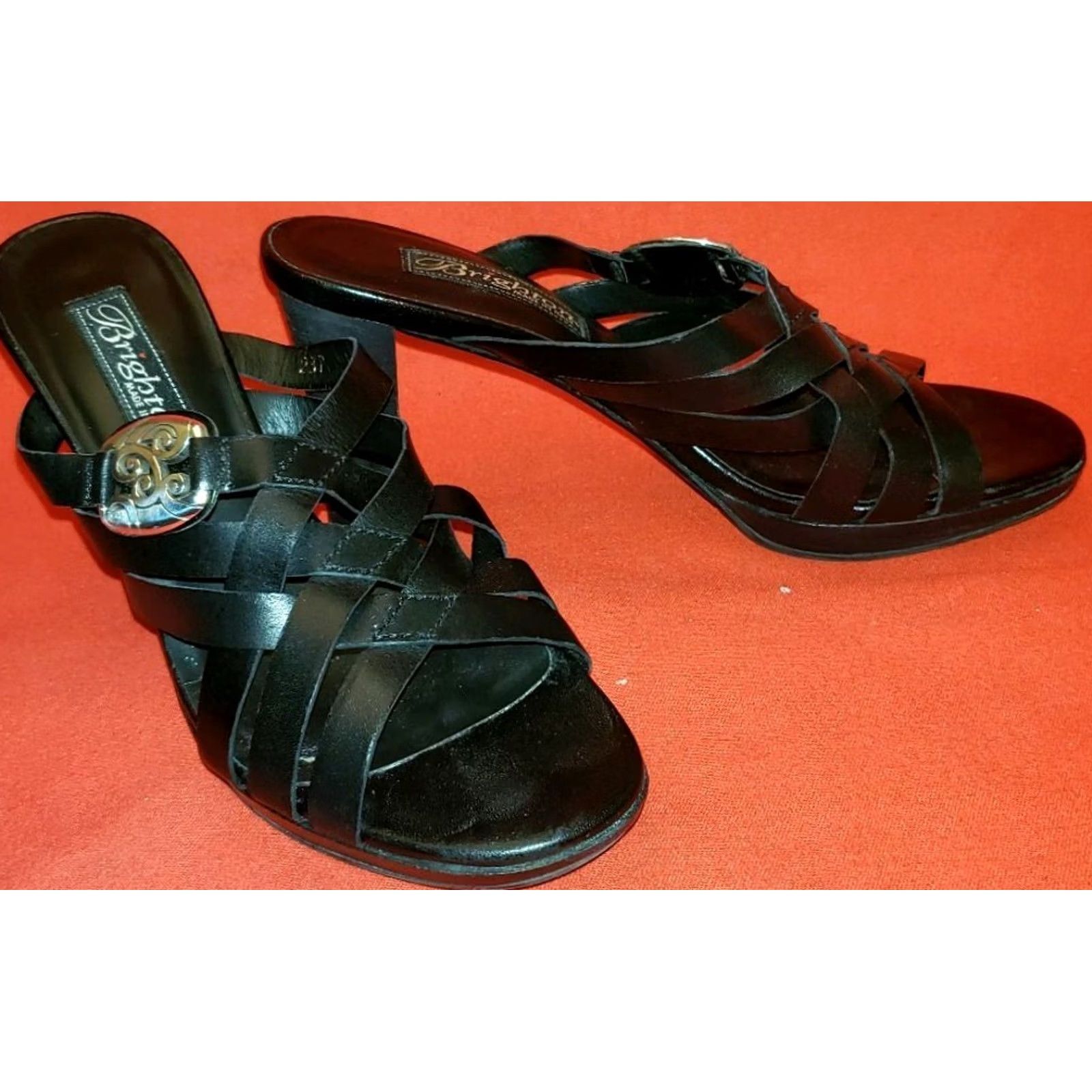 Brighton Brighton Vista Heeled Sandals Black Leather 3.25" Heel Women's Size US 4 / IT 34 - 6 Thumbnail