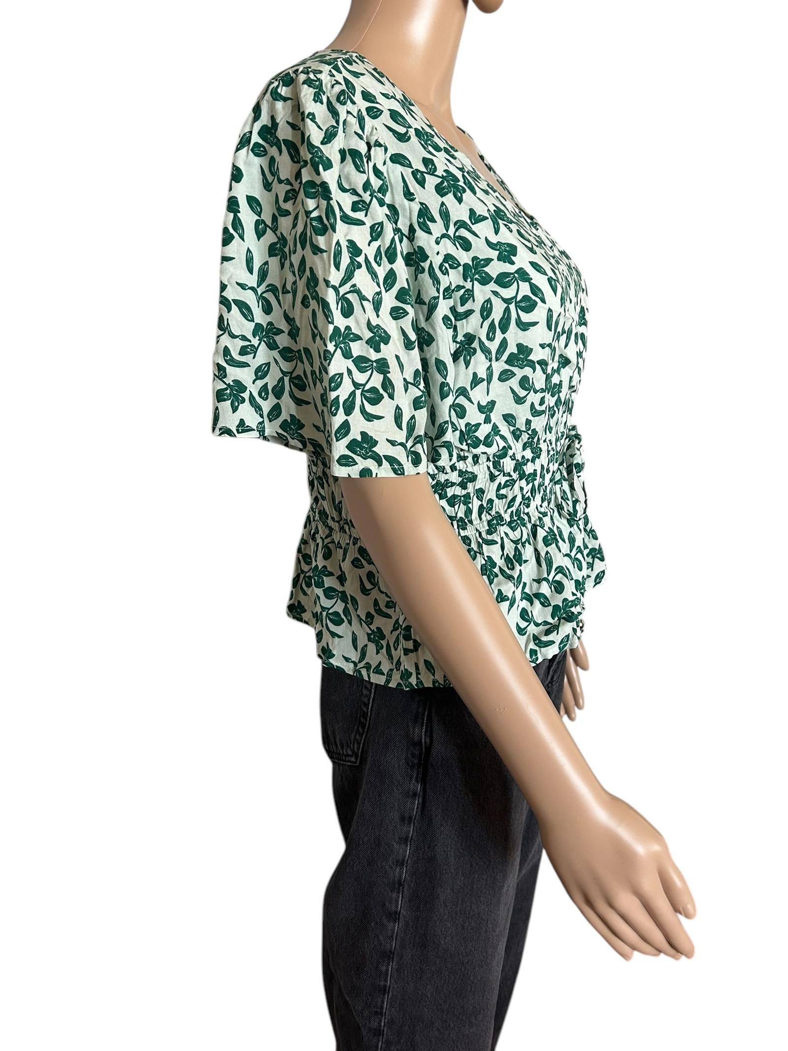 Gypsy Gipsy Floral Peplum Top - Green Leaf Print Size M / US 6-8 / IT 42-44 - 3 Thumbnail