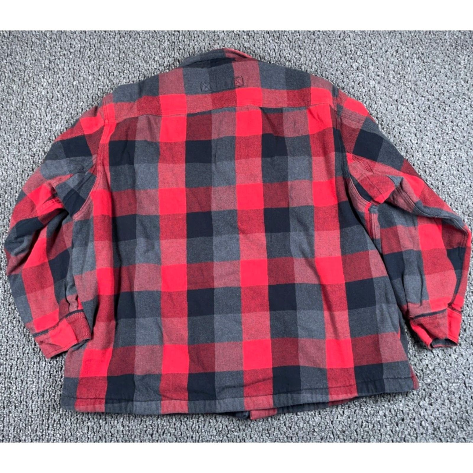 Duluth Jacket 2XL Red Black Gray Fleece Lined Flannel Heavy Snap Button Adult Coat Coat Length Short Casual Workwear Men's Regular