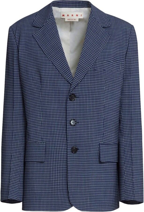 Image of Marni O1W1Db10524 Single Breasted Blazer In Blue, Women's (Size XL)