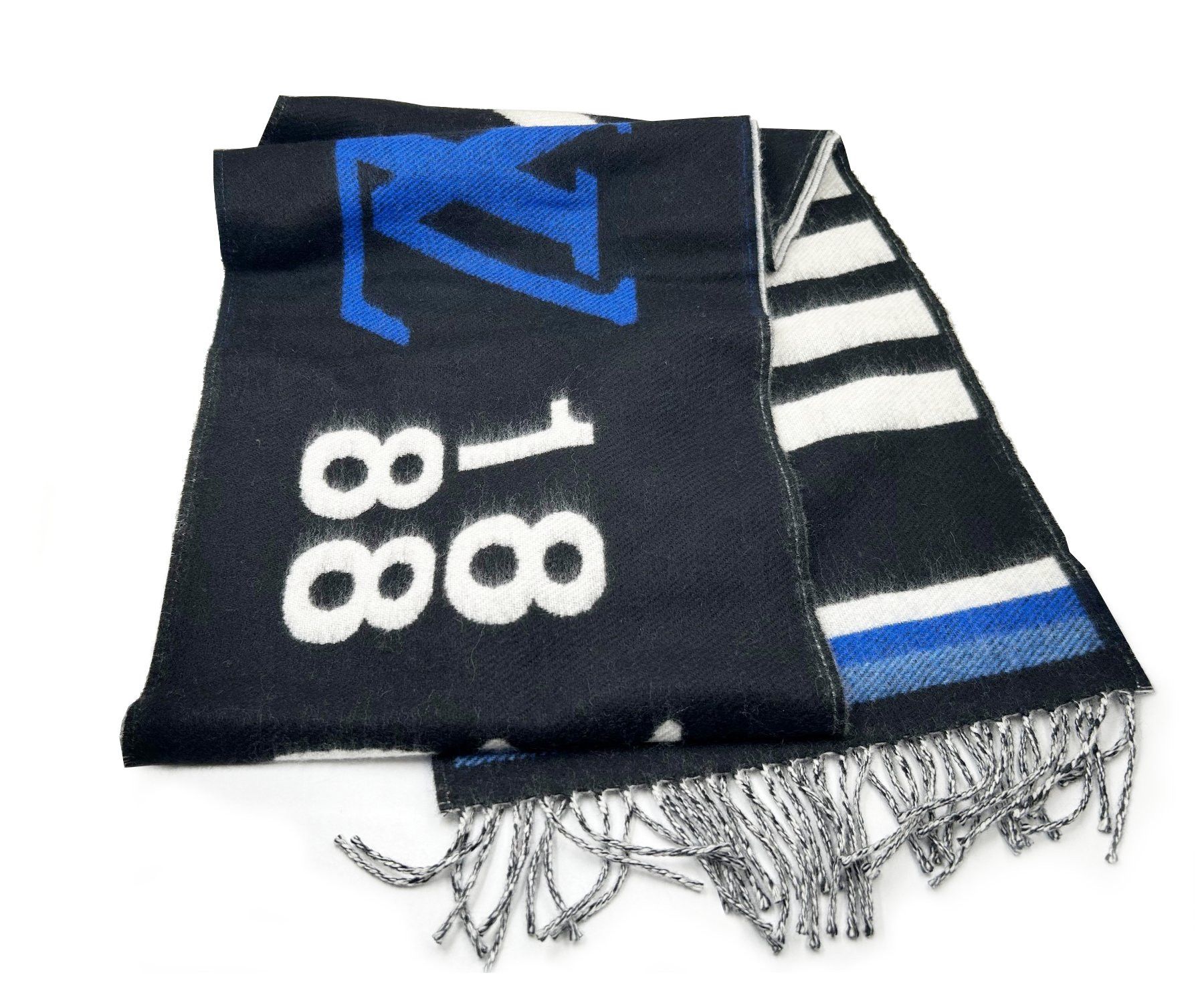 Louis Vuitton Louis Vuitton Forward 1888 Blue Black Cashmere Blend Scarf Size ONE SIZE - 1 Thumbnail