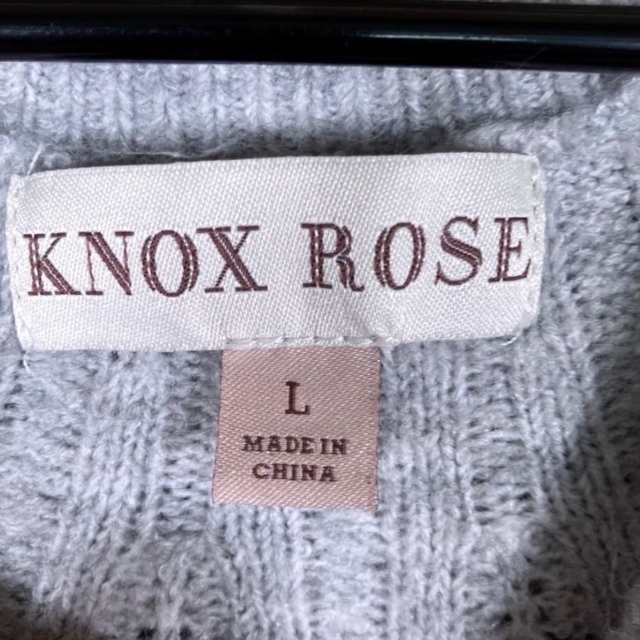 Vintage Knox Rose Womens Sweater Gray Scoop Neck Long Sleeve Open Knit Stretch Large Size L / US 10 / IT 46 - 6 Thumbnail