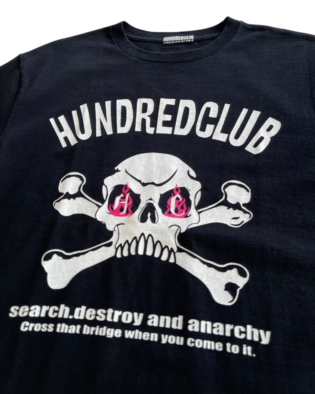 Vintage 90s Hundred Club Flame Crossbones Punk Rock Destroy Anarchy Size US M / EU 48-50 / 2 - 3 Thumbnail