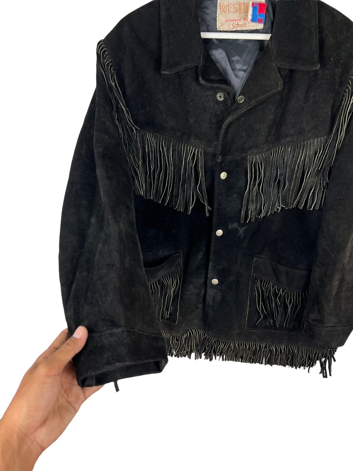 Schott 🔥 VINTAGE SCHOTT WESTERN SUEDE LEATHER JACKET MADE IN USA Size US L / EU 52-54 / 3 - 4 Thumbnail