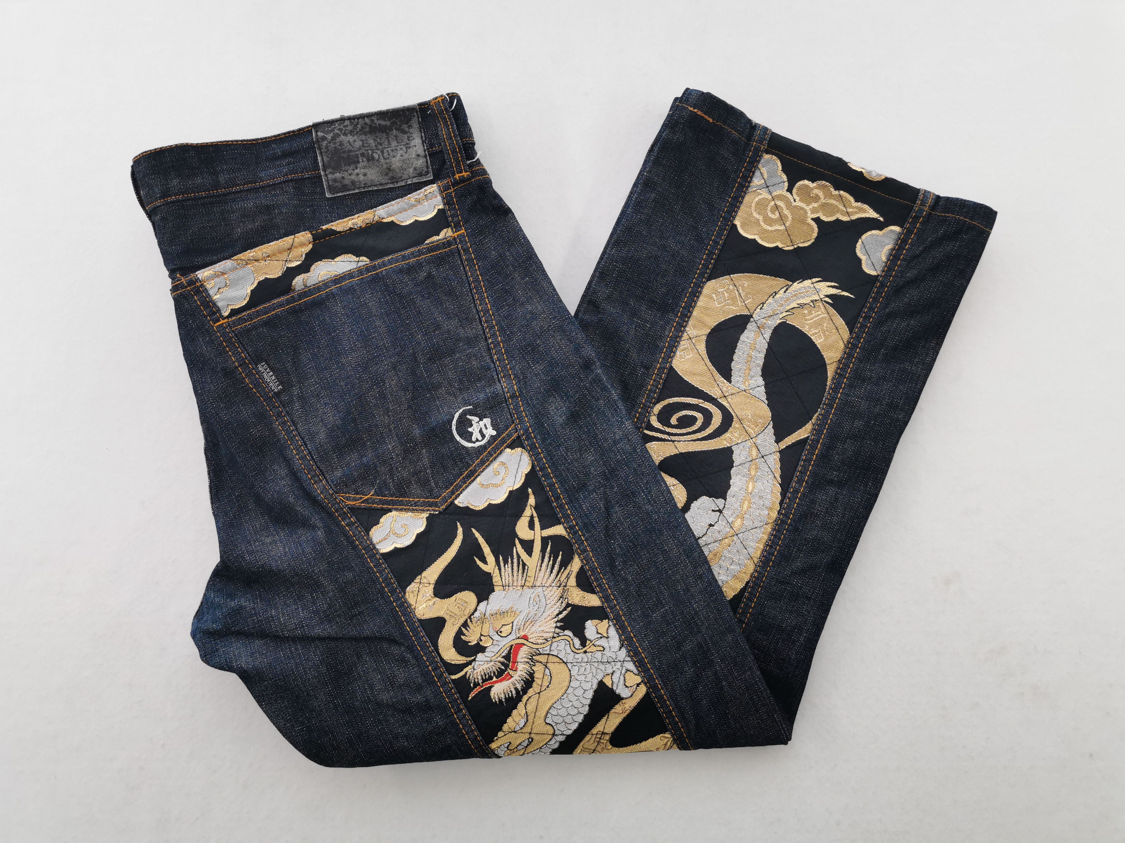 Japanese Brand × Vintage Vintage Juvenile Delinquent Dragon Indigo Denim Size 41 Size US 41 - 5 Thumbnail