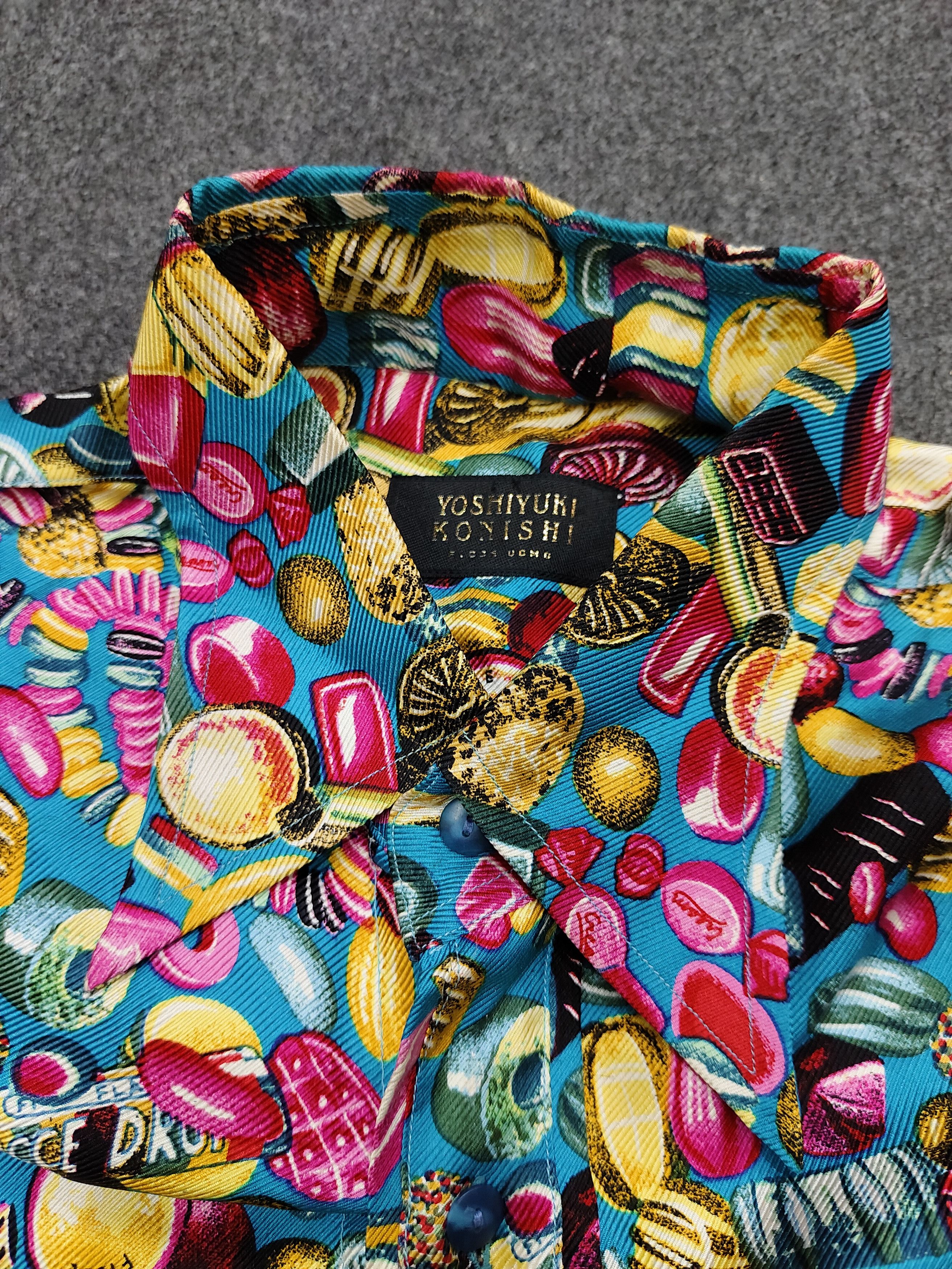 Yoshiyuki Konishi 🇯🇵 Vtg Ficce By Yoshiyuki Konishi Candy Graphic Silk Shirt Size US L / EU 52-54 / 3 - 5 Thumbnail