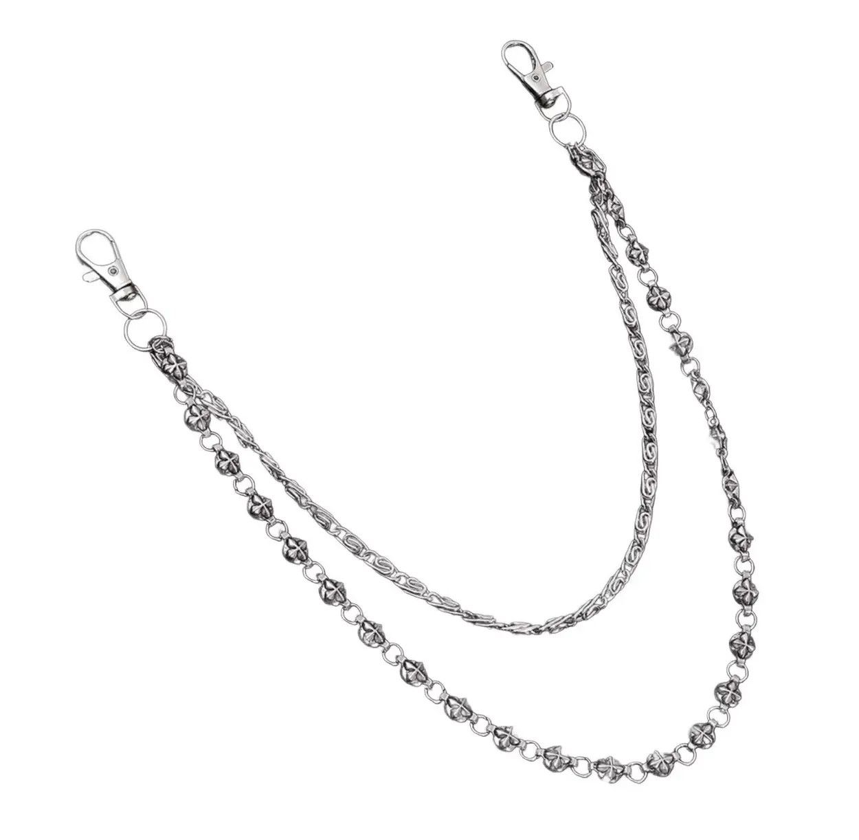 Jewelry gothic cross double waist chain vintage silver pocket Size ONE SIZE - 4 Thumbnail