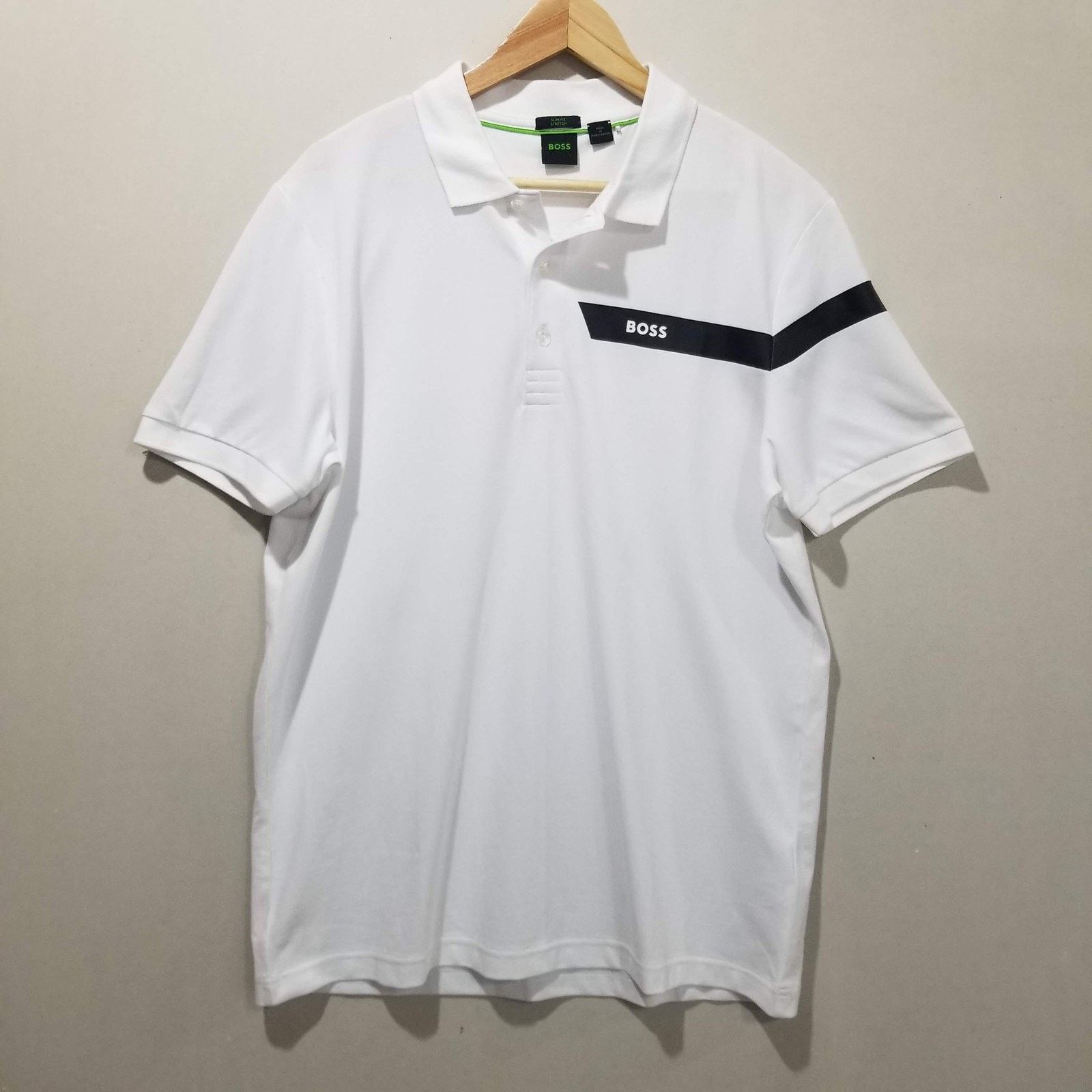Hugo Boss Boss Paule Polo Shirt Mens XL White Slim Fit Stretch Size US XL / EU 56 / 4 - 8 Thumbnail