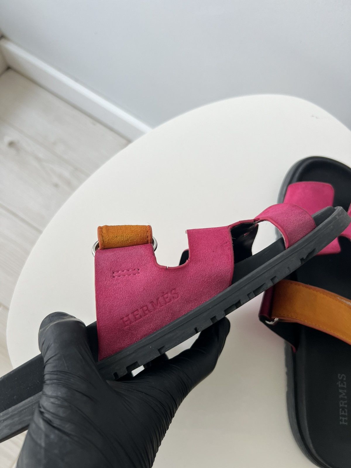 Hermes Hermes Pink Suede Chypre Flat Slides Size 40 Size US 10 / IT 40 - 12 Thumbnail