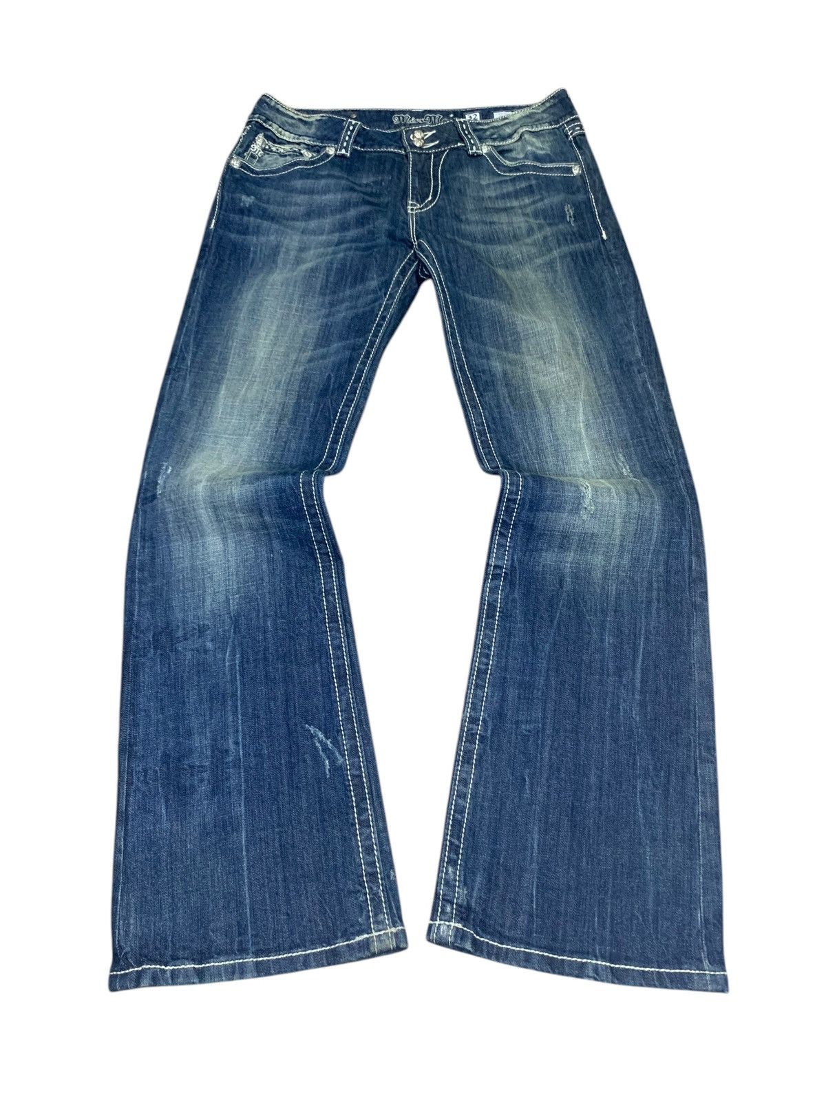 GOSTAR DE FUGA × Hysteric Glamour × Tornado Mart 2000s Missme contrast stitch mud wash flare jeans Size US 32 / EU 48 - 1 Thumbnail