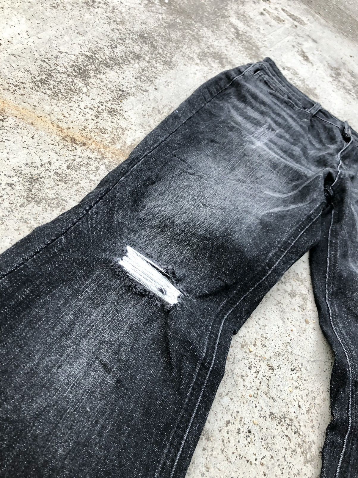 Vintage BELLBOTTOM FLARED STRECTHABLE DISTRESSED DENIM Size 30" / US 8 / IT 44 - 3 Thumbnail