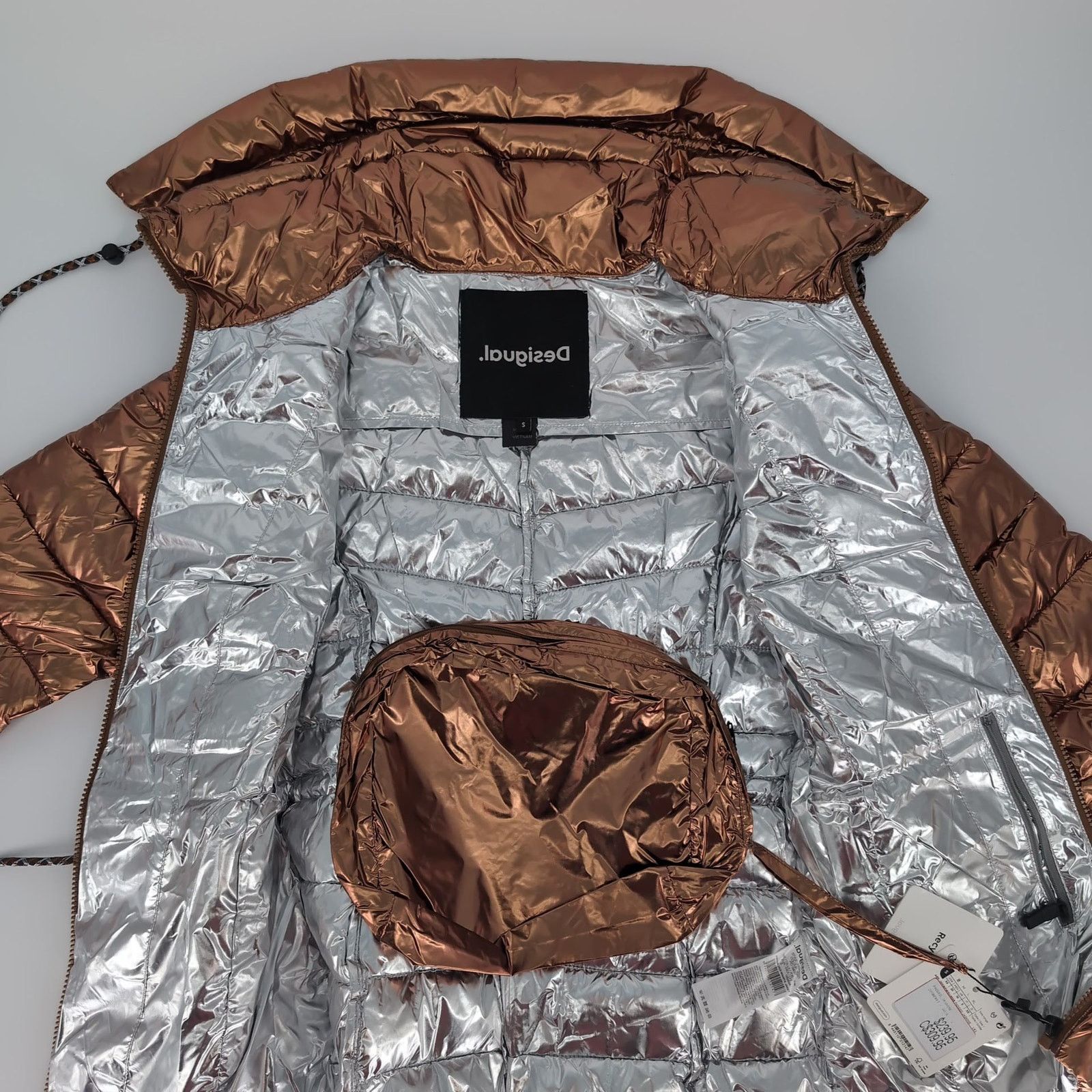 Desigual Desigual Jasmine Gold Metallic Puffer NWT Jacket -US Size XS Size XS / US 0-2 / IT 36-38 - 10 Thumbnail