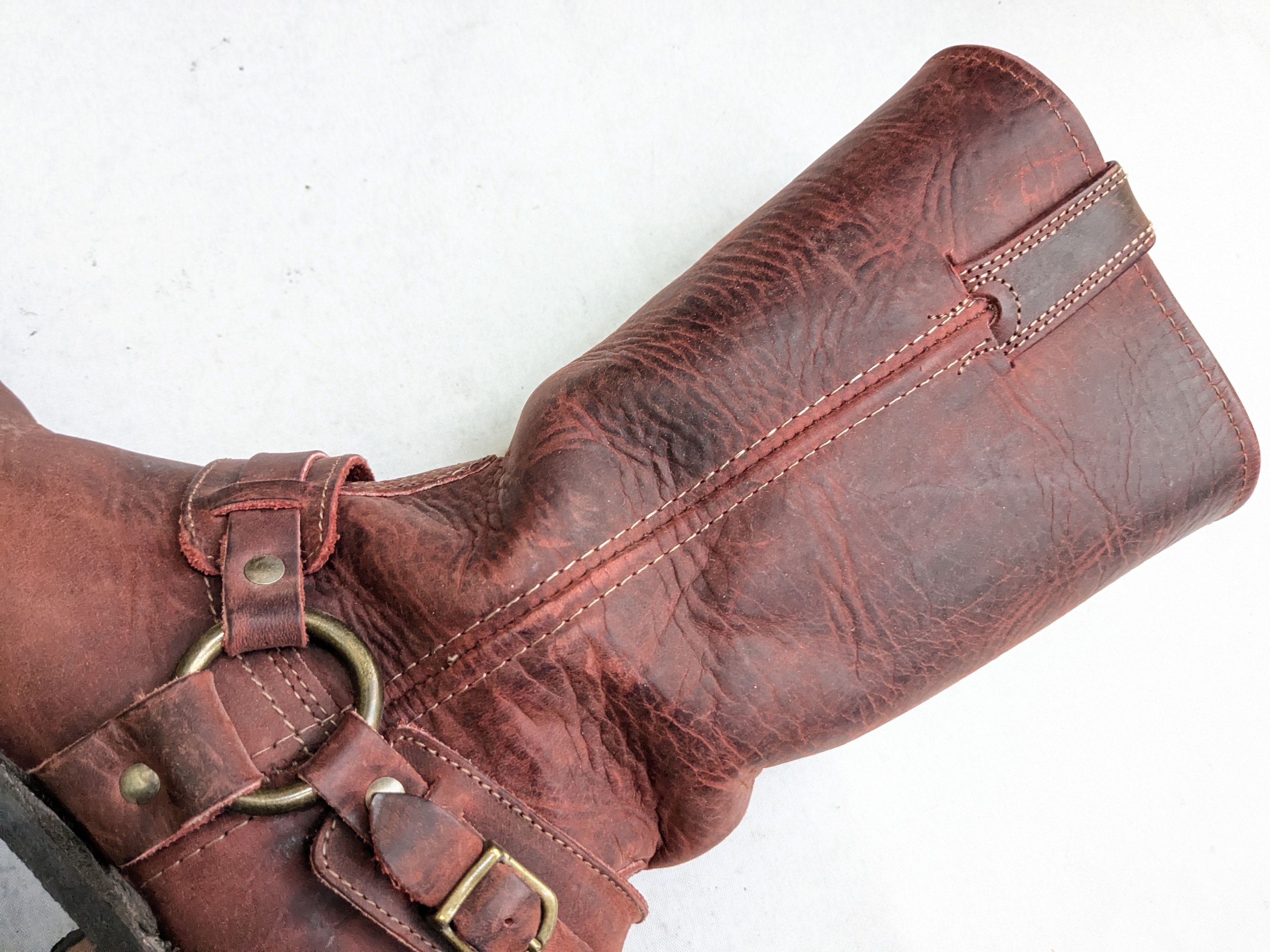 Frye Frye Harness Red Leather 7.5 Leather Buckle Punk Size US 7.5 / EU 40-41 - 13 Thumbnail
