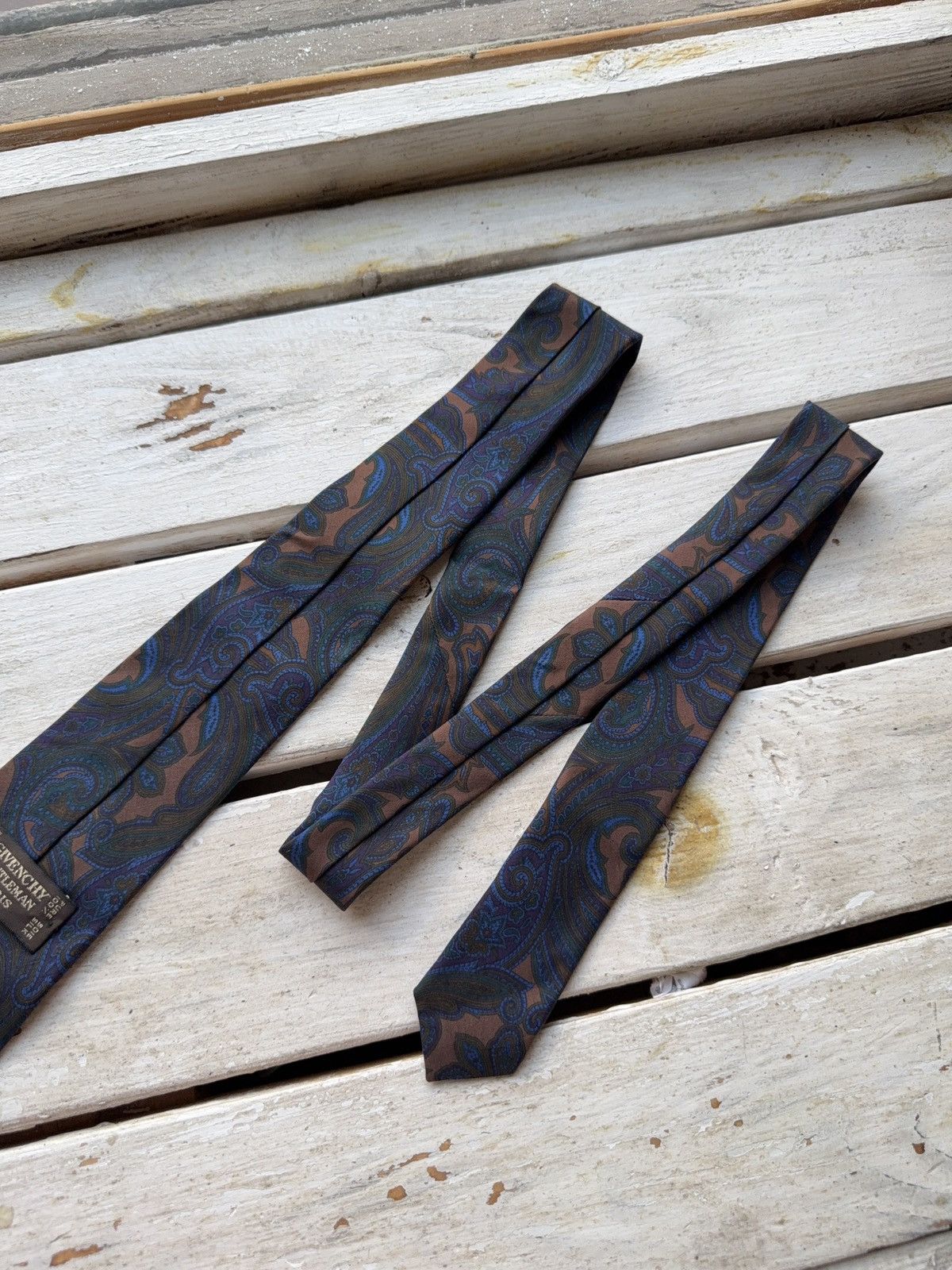 Designer × Givenchy Vintage Givenchy Paris Silk Tie Paisley Brown Blue Italy Size ONE SIZE - 8 Thumbnail