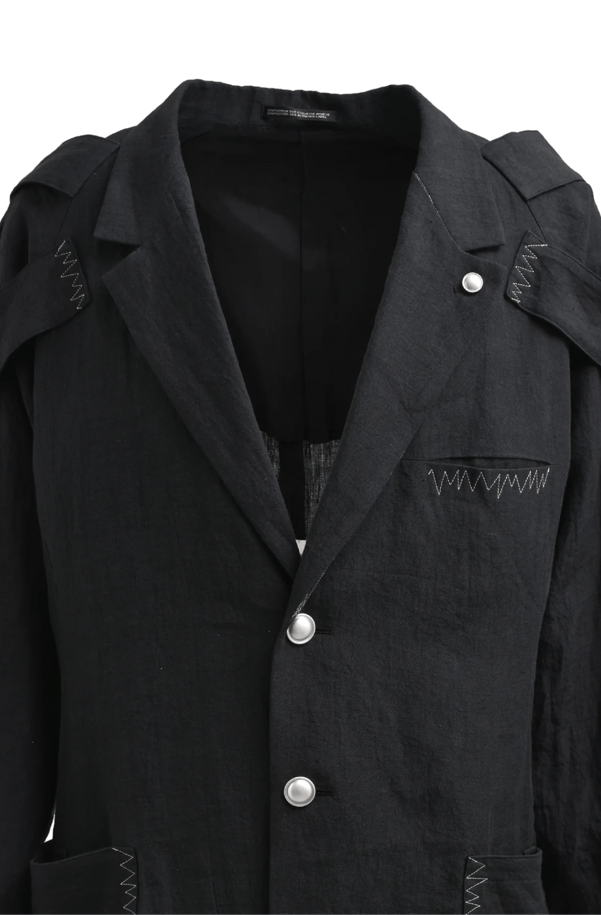 Yohji Yamamoto Yohji Yamamoto Pour Homme LINEN SHOULDER EPAULET ZIGZAG JKT Size US M / EU 48-50 / 2 - 6 Thumbnail