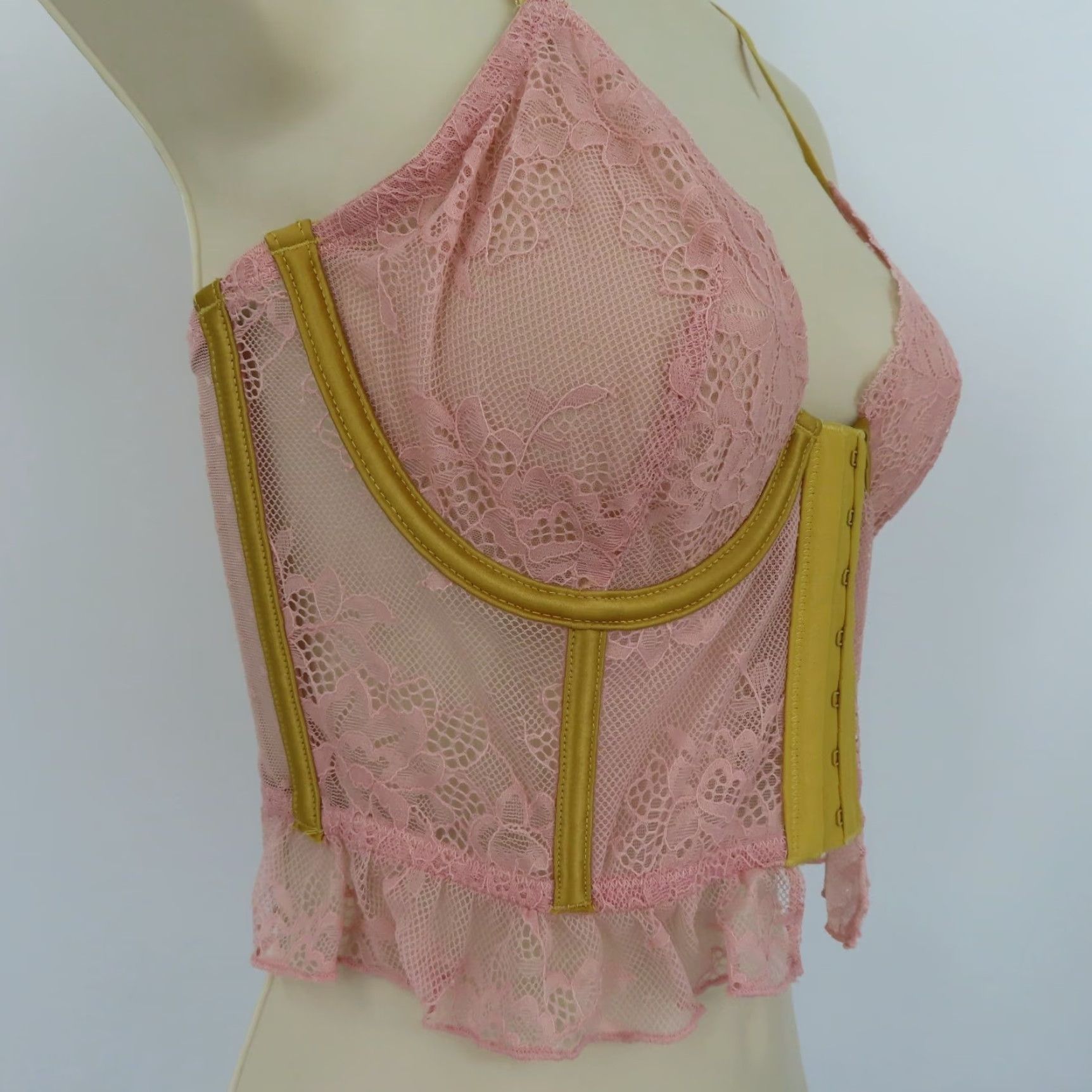 Pinko Bootay Bag Bra Longline Pink Flower Underwire M Women Sheer Lace Hook & Eye 5111121 NEW Size ONE SIZE - 2 Thumbnail