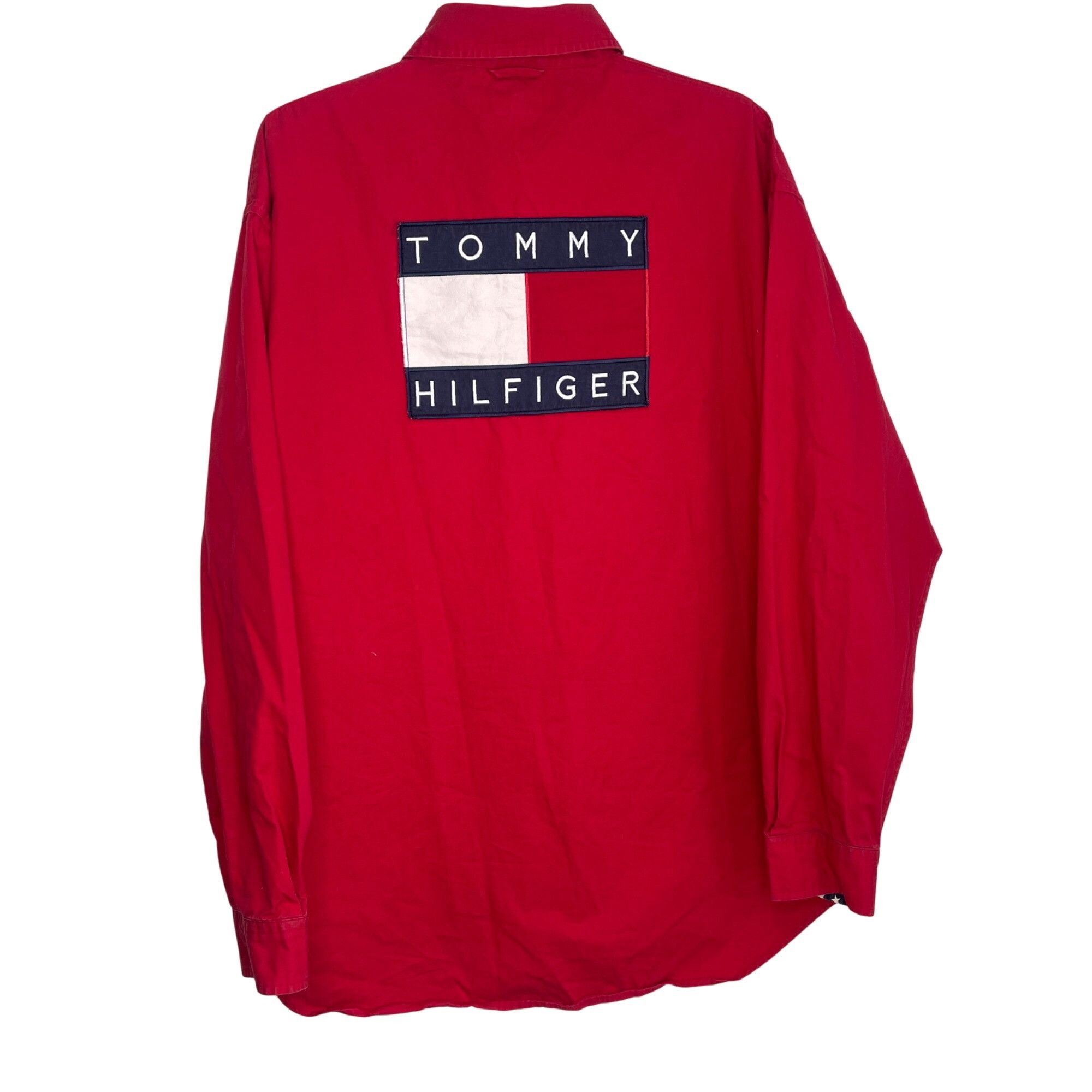 Vintage Tommy Hilfiger Button Down Red Shirt Patch XL