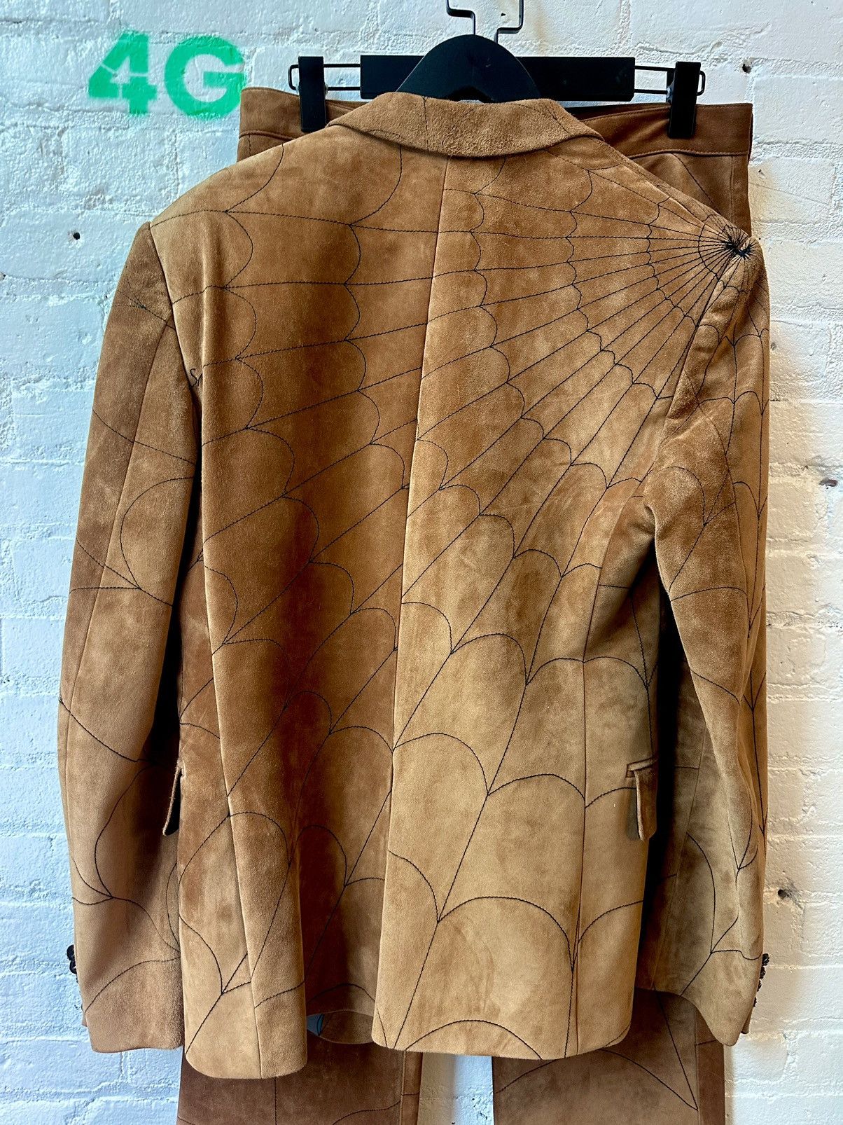 Chrome Hearts 1 of 1 CHROME HEARTS COUTURE SUEDE LEATHER SPIDER WEB SUIT Size 40R - 10 Thumbnail