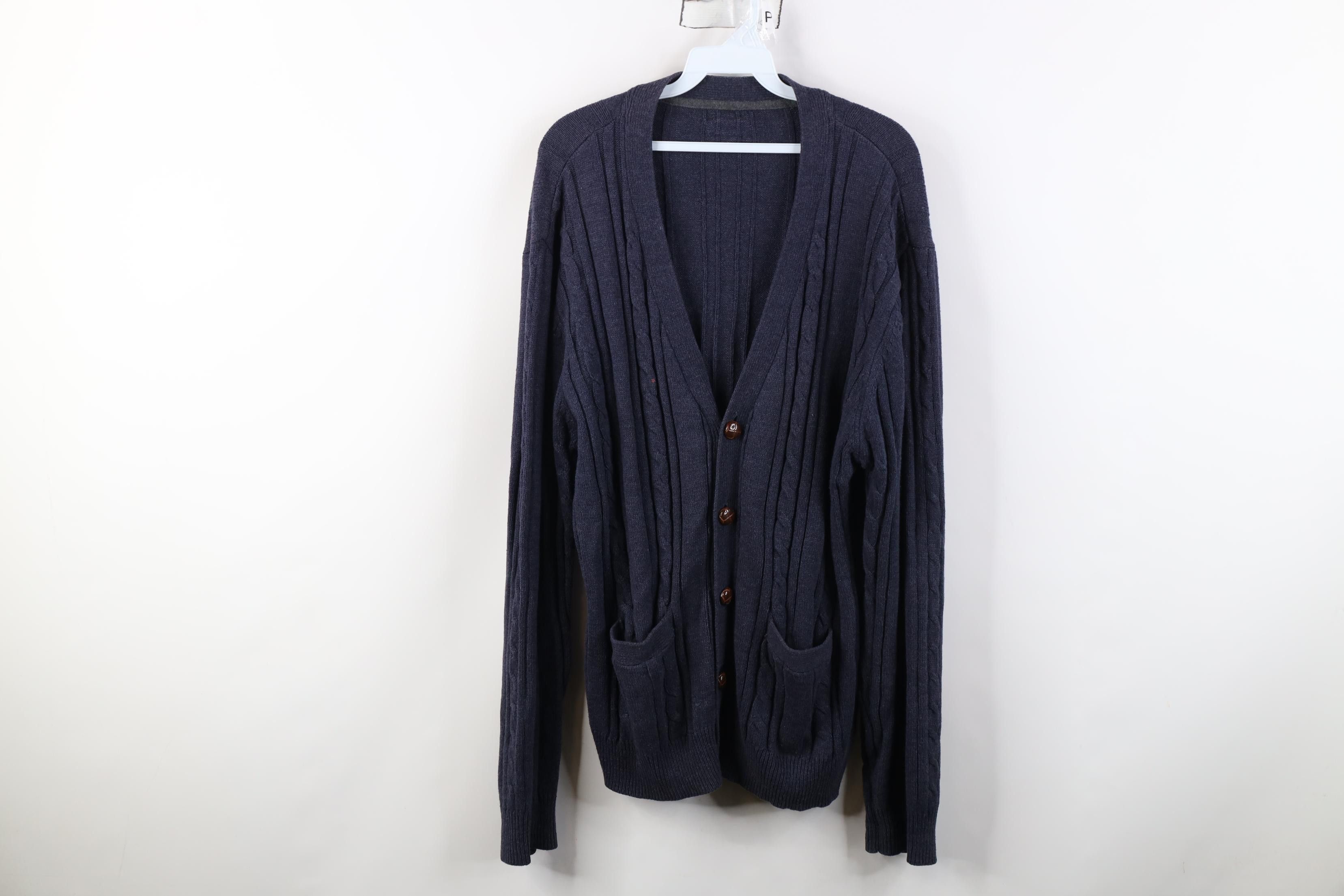 Vintage Vintage 90s Streetwear Chunky Cable Knit Cardigan Sweater Size US L / EU 52-54 / 3 - 1 Thumbnail