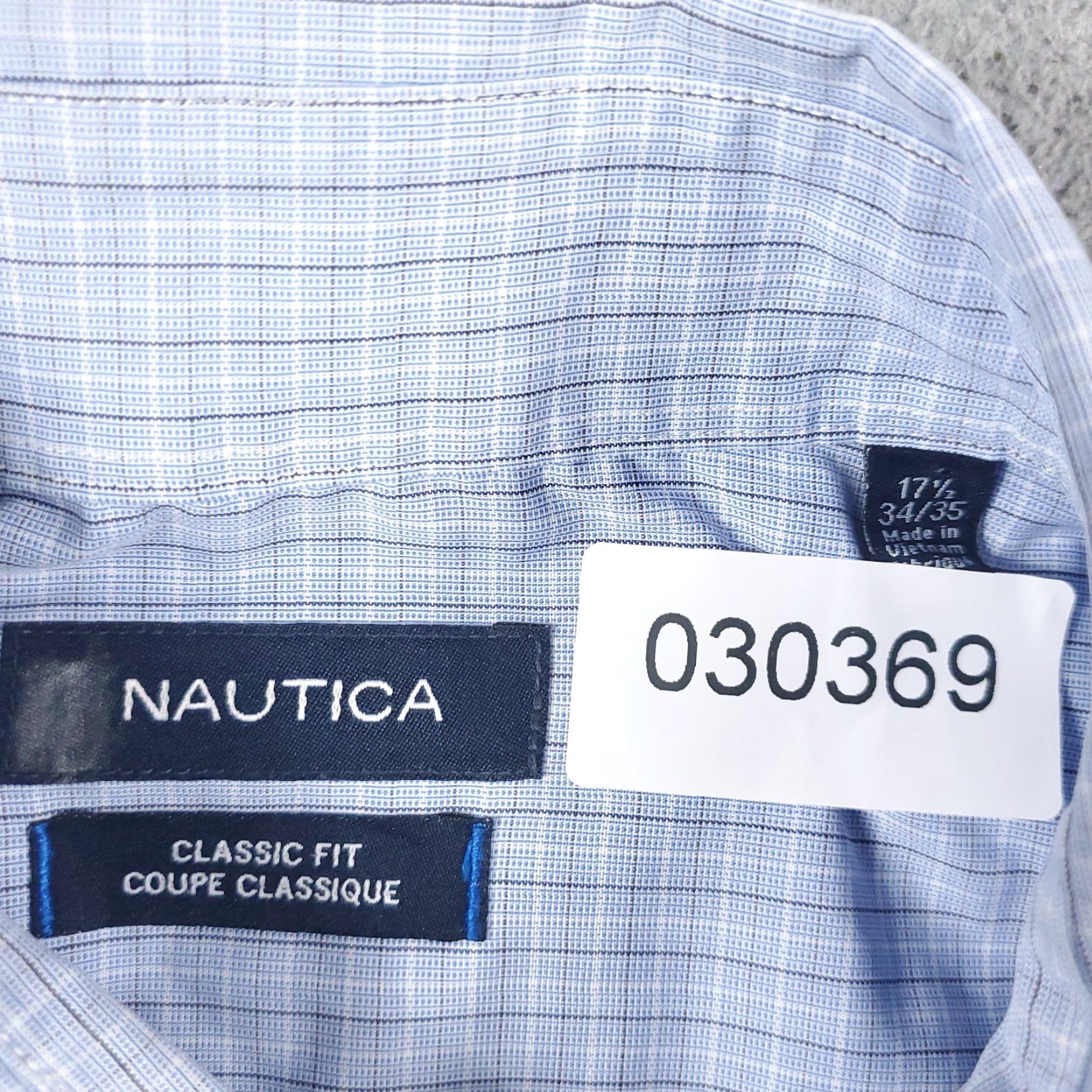 Nautica Nautica Dress Shirt Mens Size 17.5 Blue Plaid Button Up Long Sleeve Collar Size 46R - 7 Thumbnail