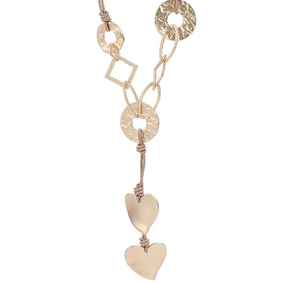 Other Long gold tone geometric/hearts lariat cord necklace Size ONE SIZE - 6 Thumbnail