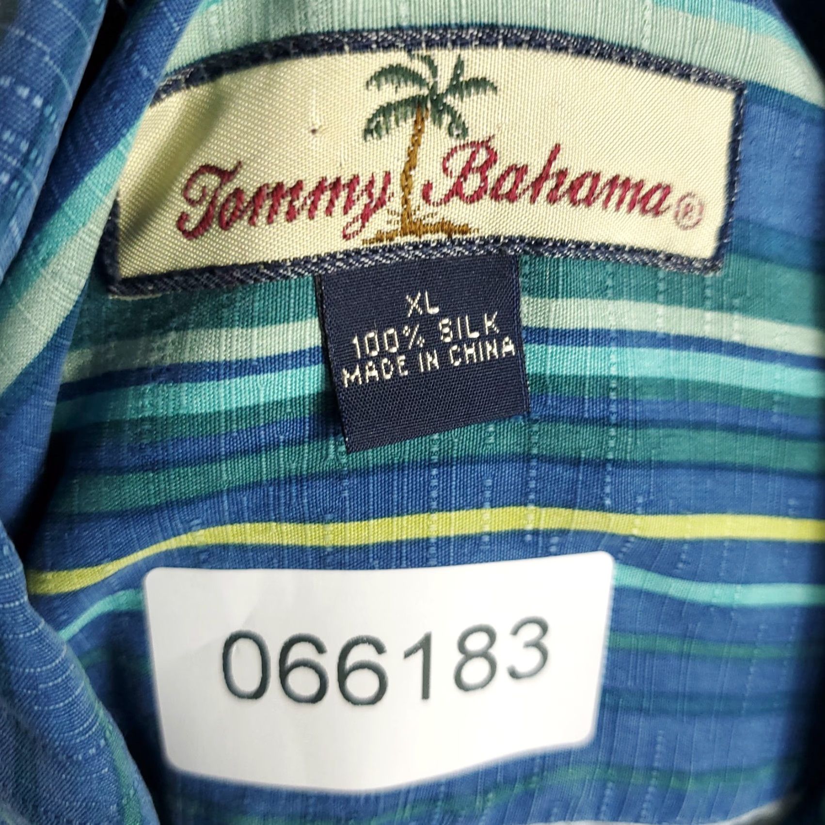 Tommy Bahama Tommy Bahama Shirt Mens XL Blue Striped Silk Hawaiian Button Up Short Sleeve Size US XXL / EU 58 / 5 - 6 Thumbnail