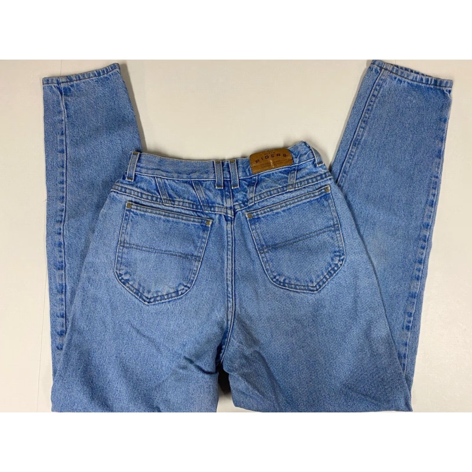 Vintage Riders Jeans Women Regular 24 Blue Straight Light Denim Zip Pockets 30in Inseam mid rise Size 42" / US 20 - 5 Thumbnail