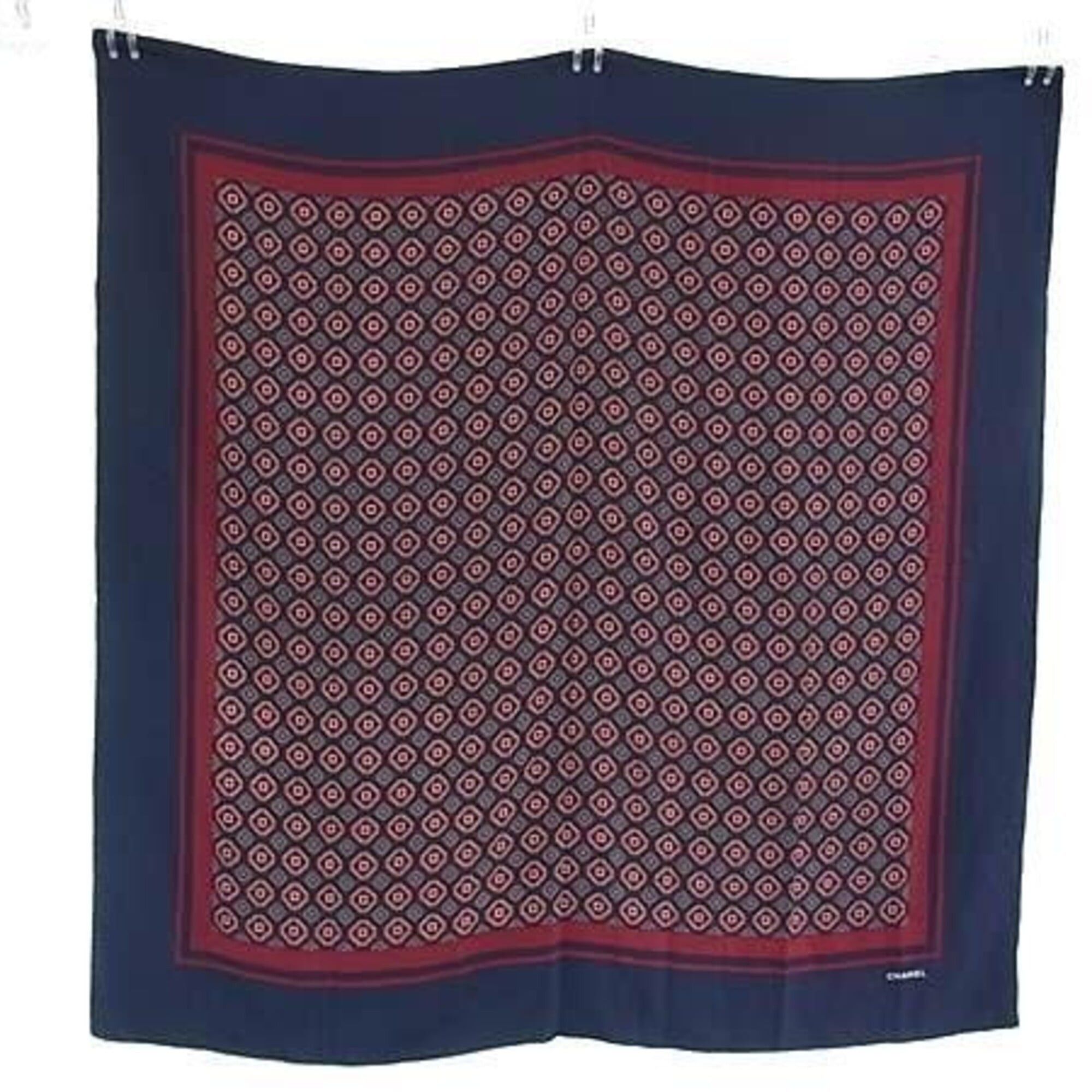 Chanel Chanel Stole/Scarf, Navy x Multicolor Silk, Women's Shawl Size ONE SIZE - 1 Thumbnail