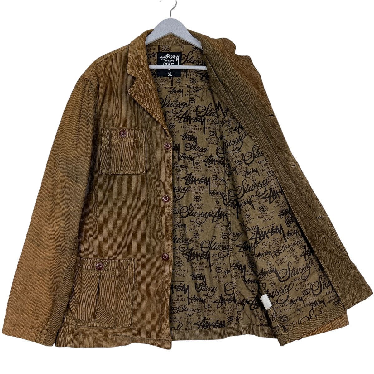 Stussy Stussy club jacket coated cotton brown sz large | Grailed