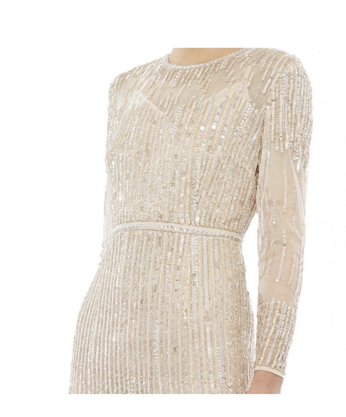 Mac Duggal Mac Duggal Sequined Illusion Long Sleeve Trumpet Gown Size 8 Size M / US 6-8 / IT 42-44 - 3 Thumbnail
