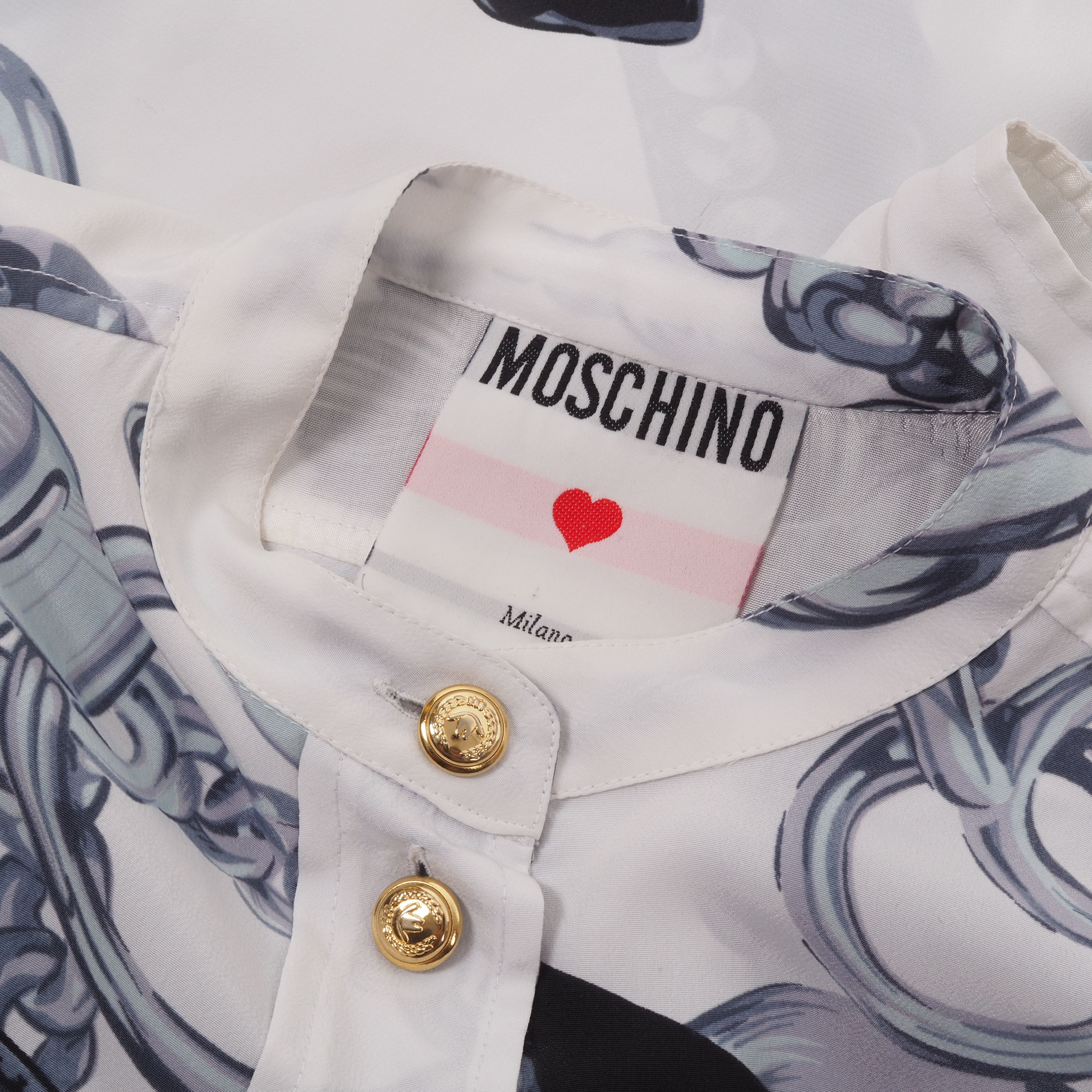 Moschino × Vintage Moschino Vintage Belts Chains Print Long Top Blouse Top Size M / US 6-8 / IT 42-44 - 6 Thumbnail