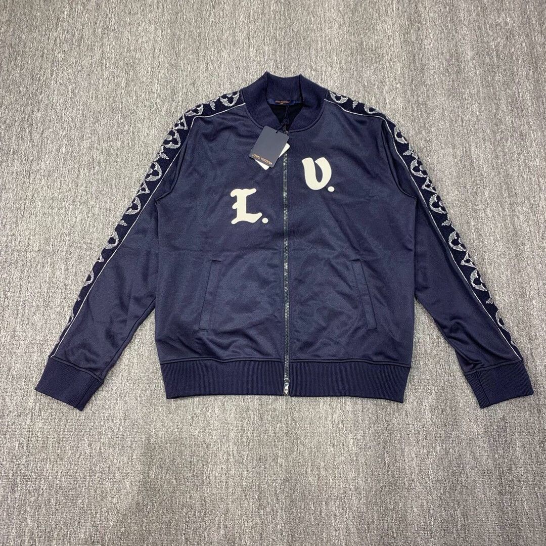 Louis Vuitton Louis Vuitton Navy blue arm three-flower logo zipper jacket Size US XL / EU 56 / 4 - 1 Thumbnail